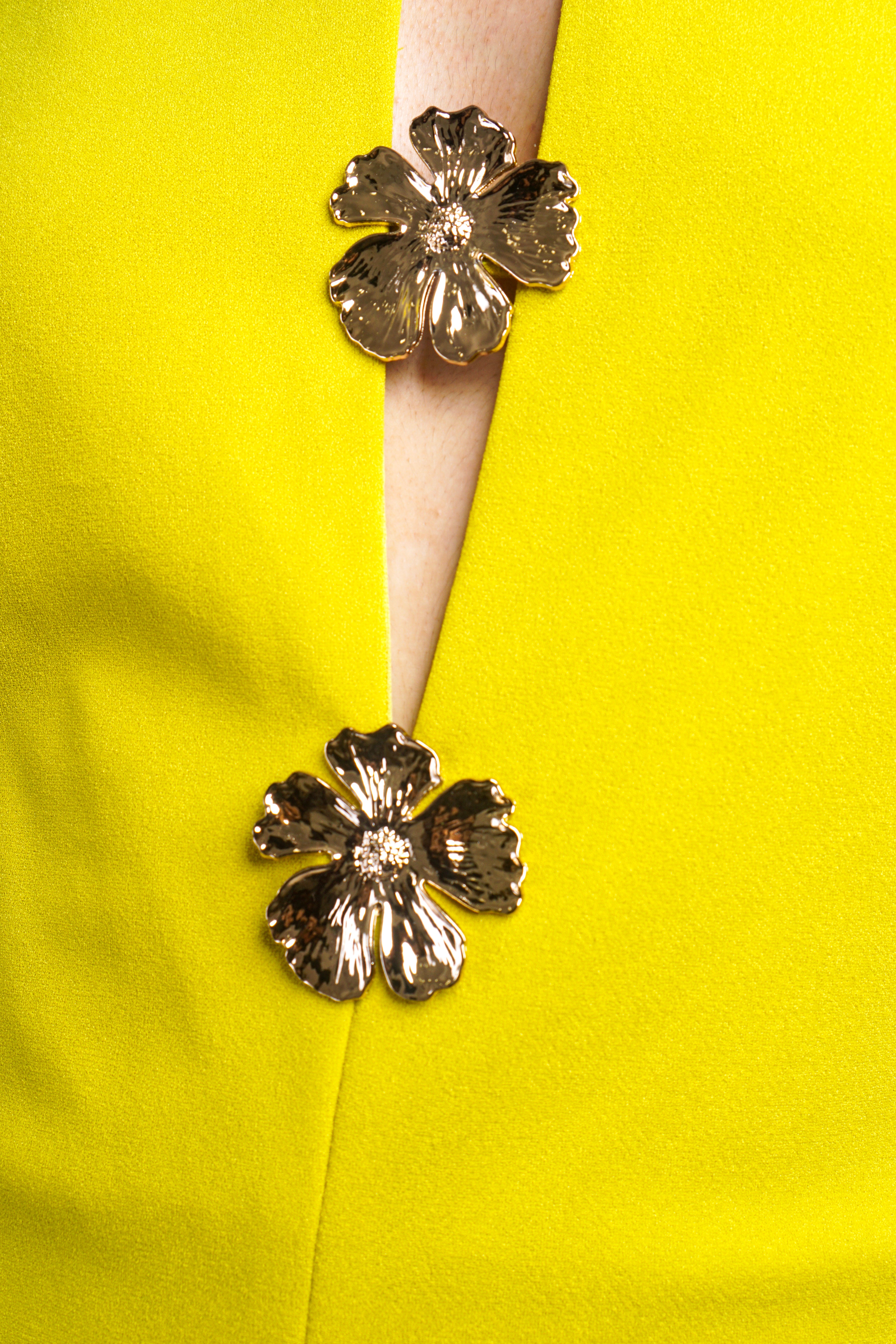 Chartreuse Flower Metal Trim Romper