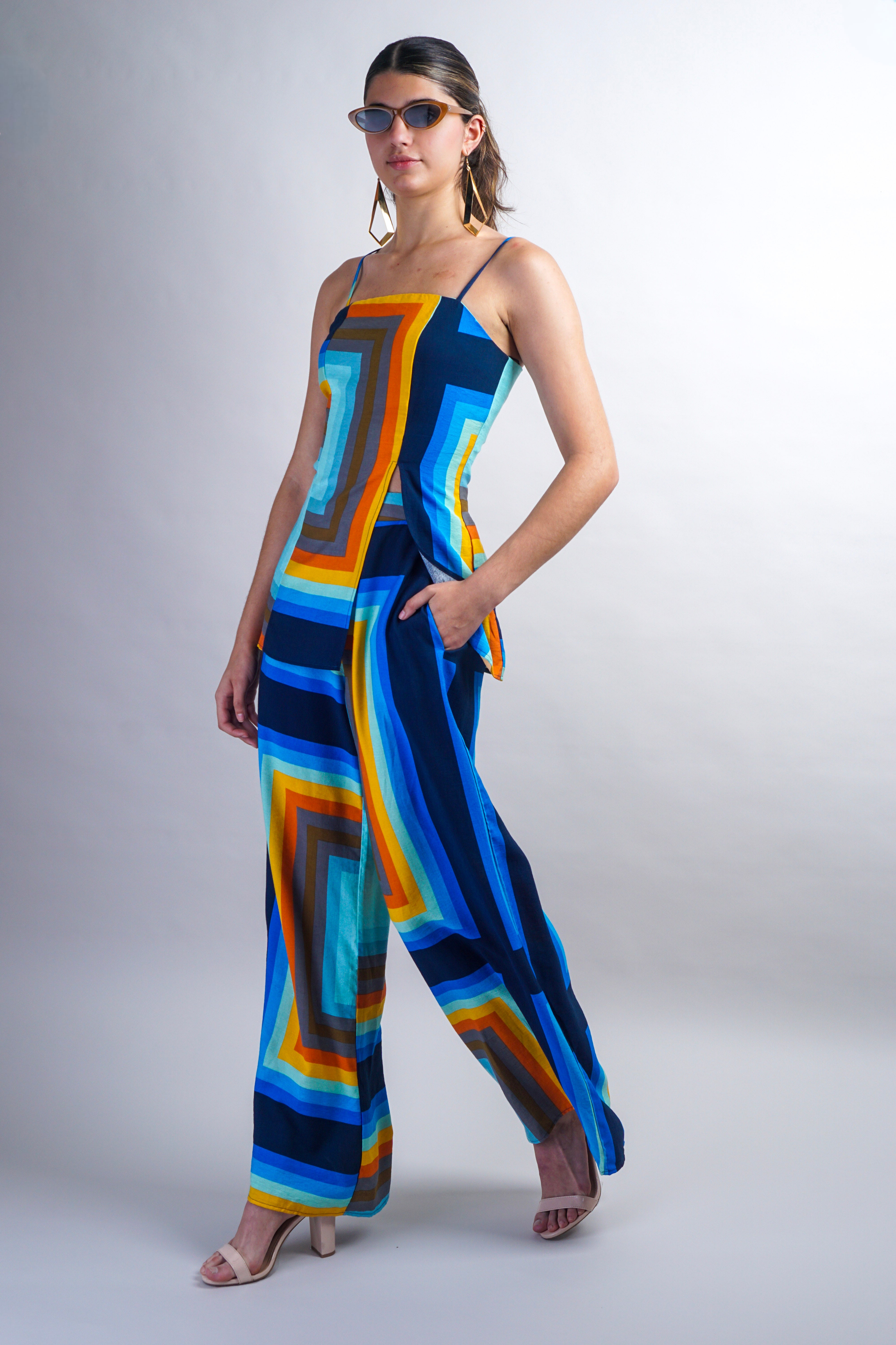Multi Rectangle Print Pant