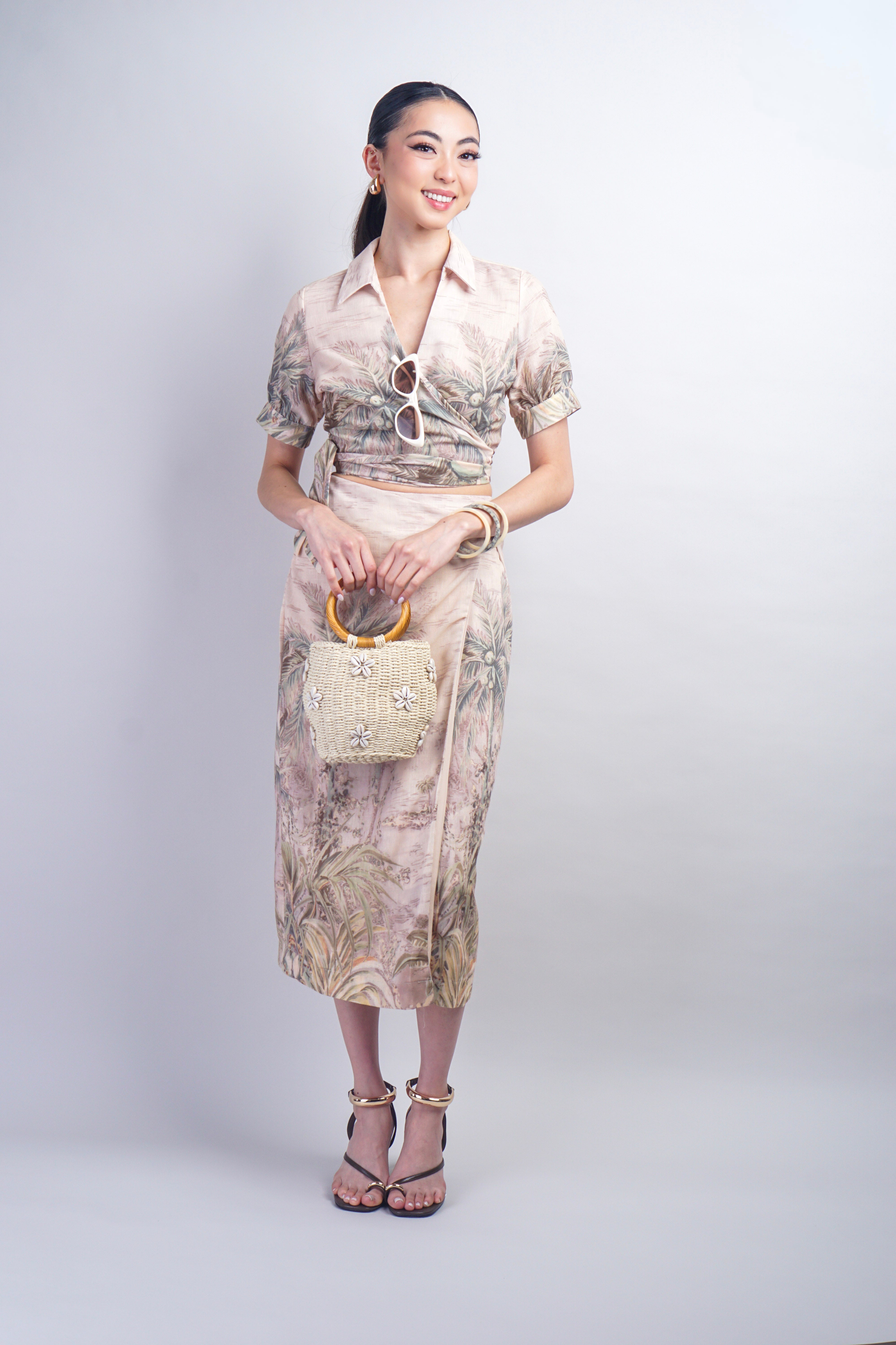 Tropical Palm Trees Wrap Top