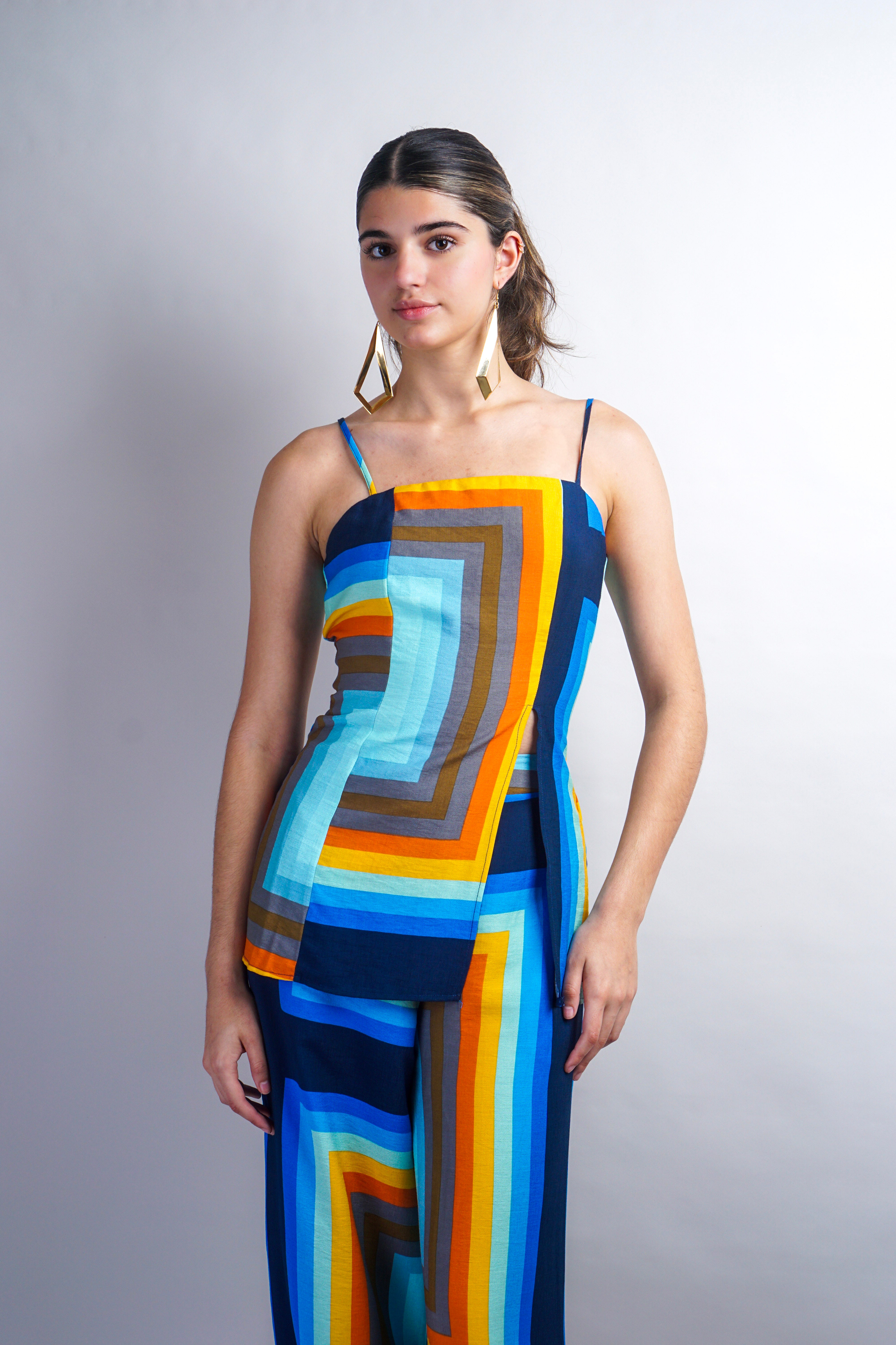 Multi Rectangle Print Tunic Top