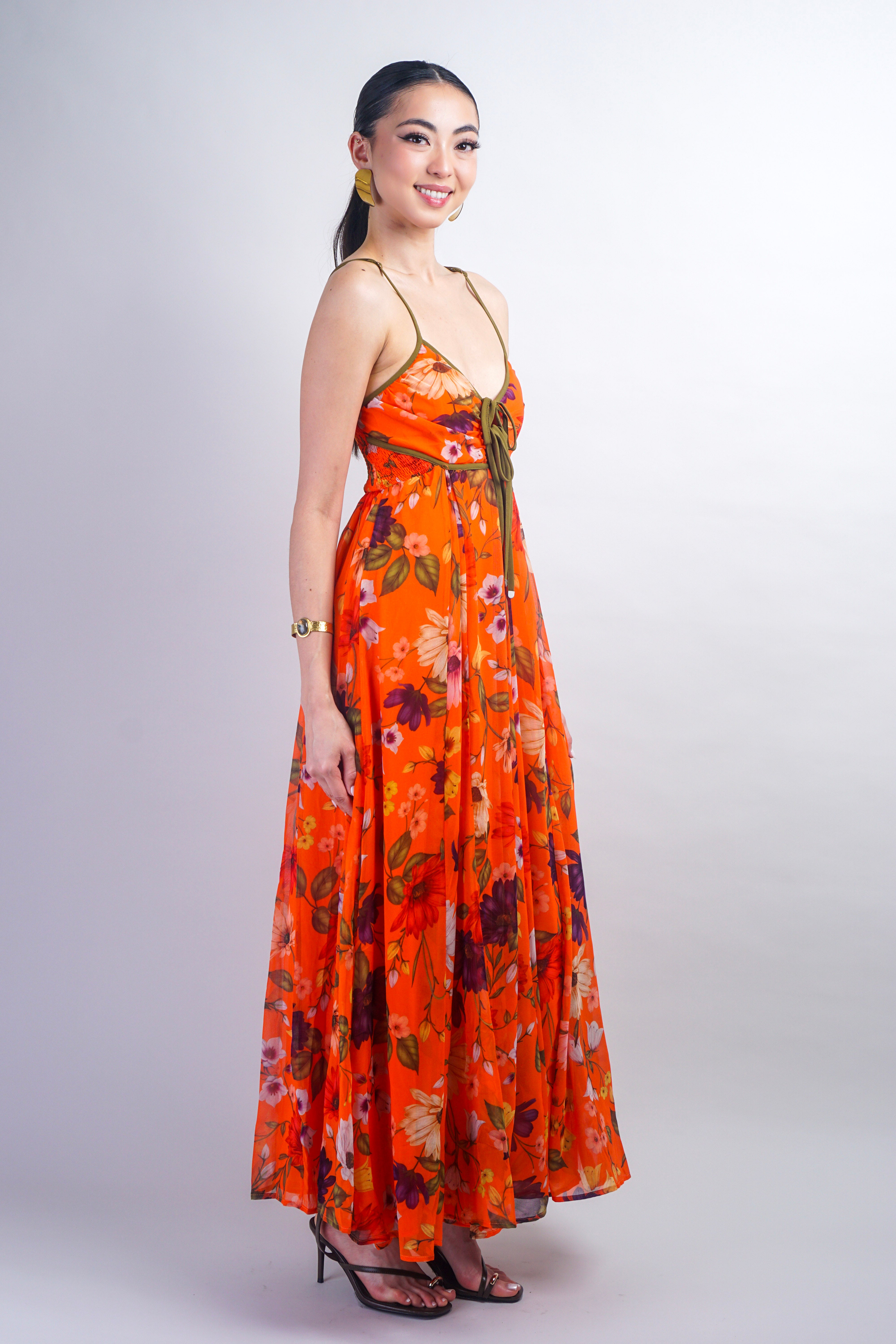 Orange Floral Maxi Dress