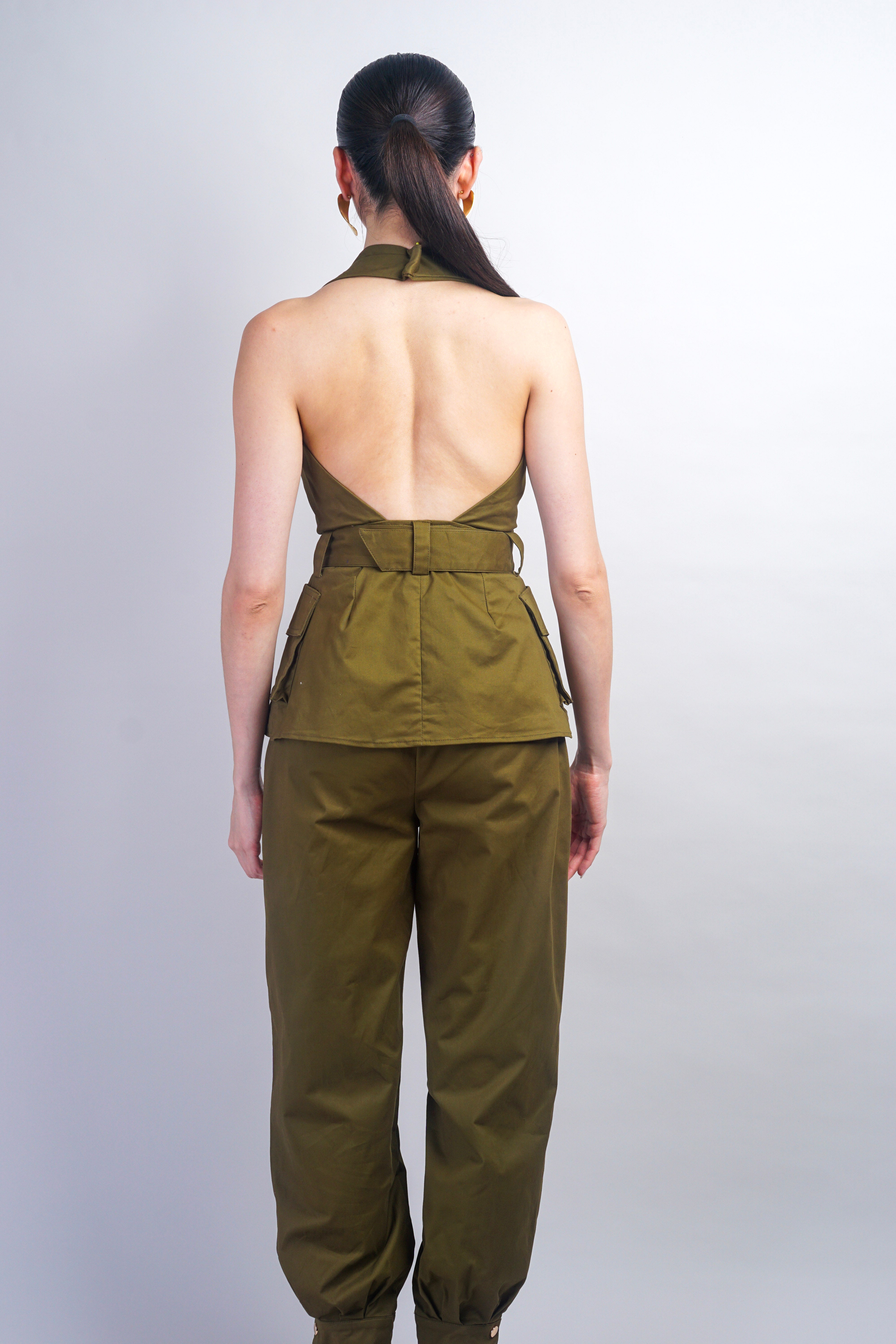 Green Cargo Snap Pants