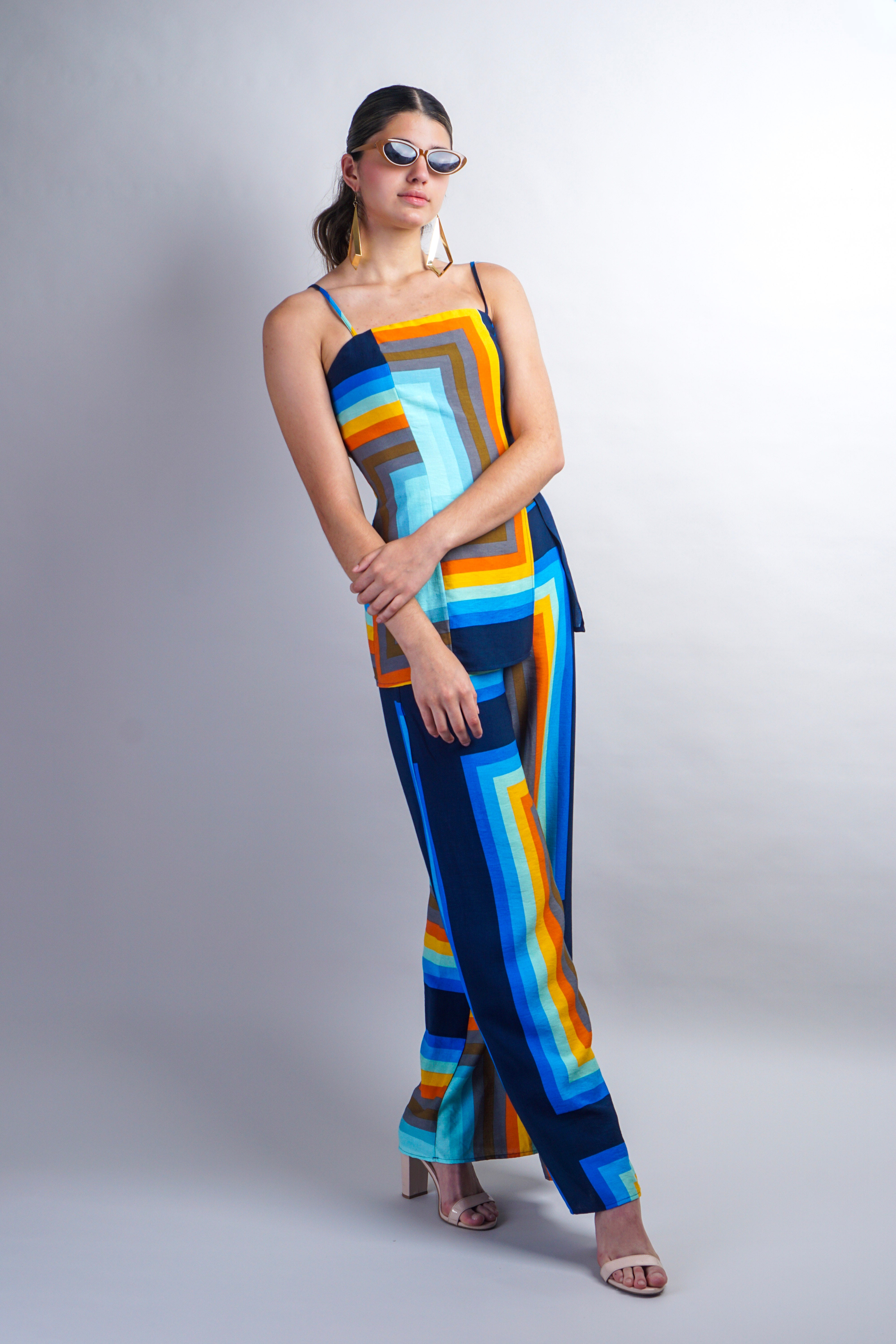 Multi Rectangle Print Tunic Top