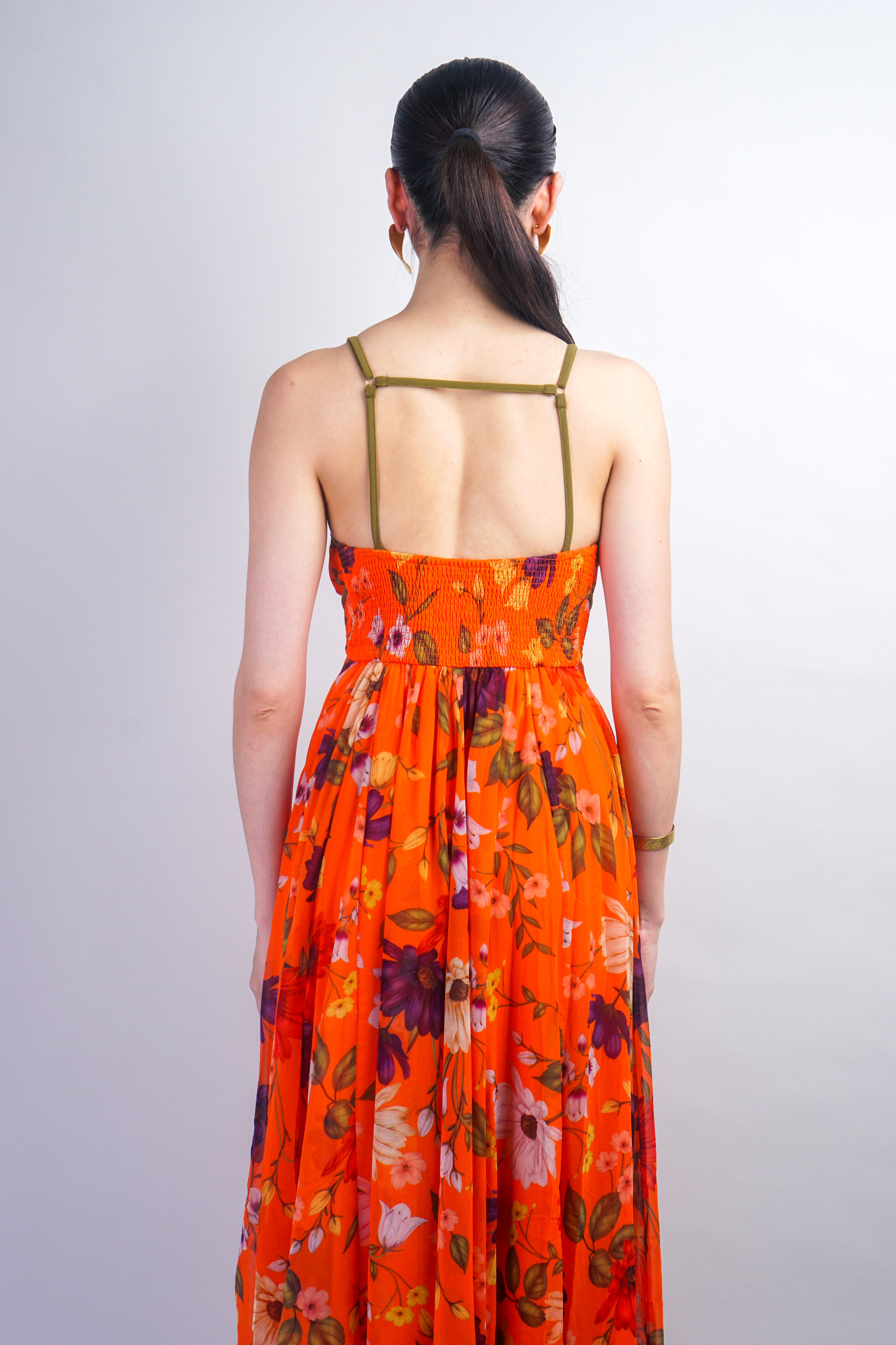 Orange Floral Maxi Dress