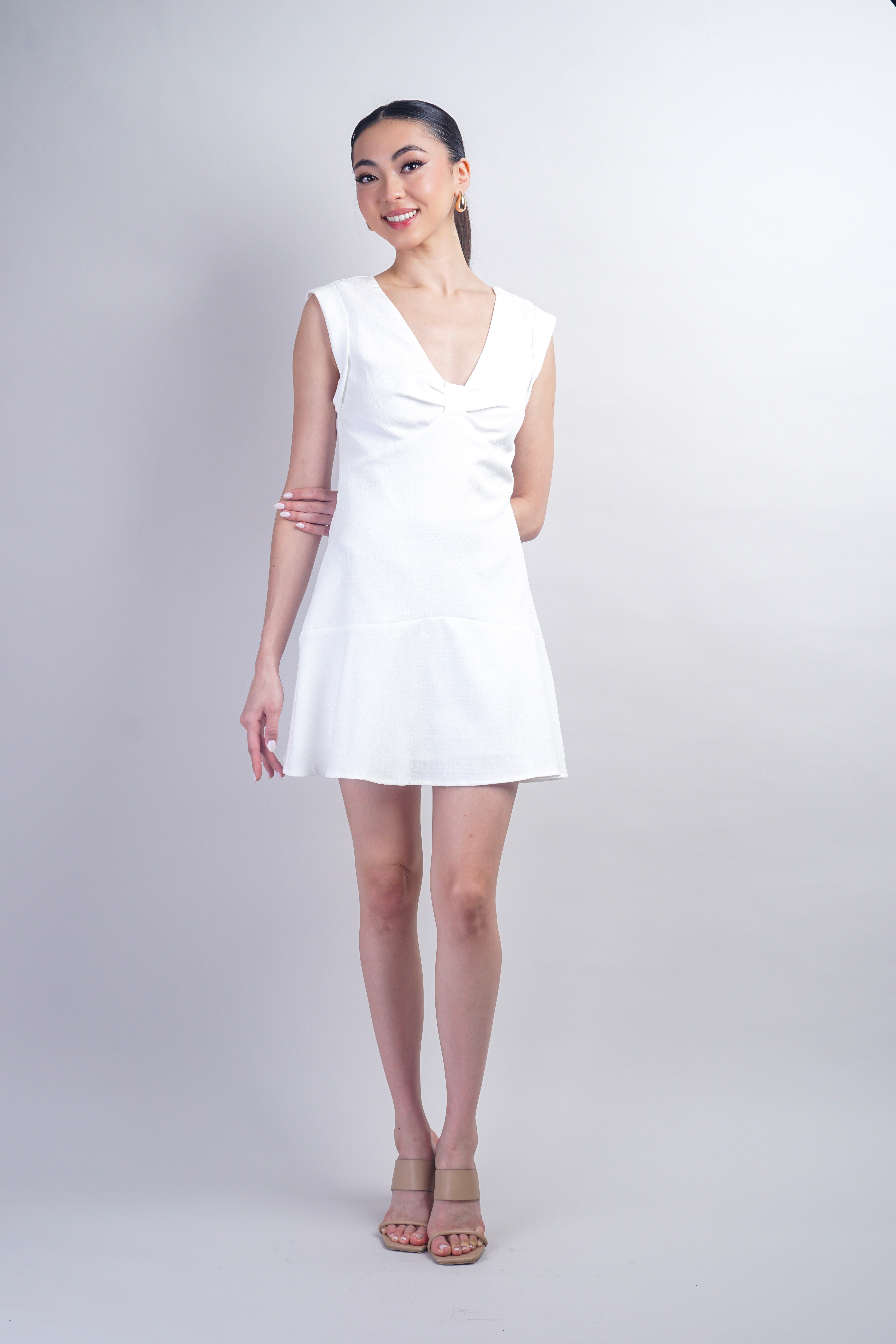 White Empire Fitted Dress