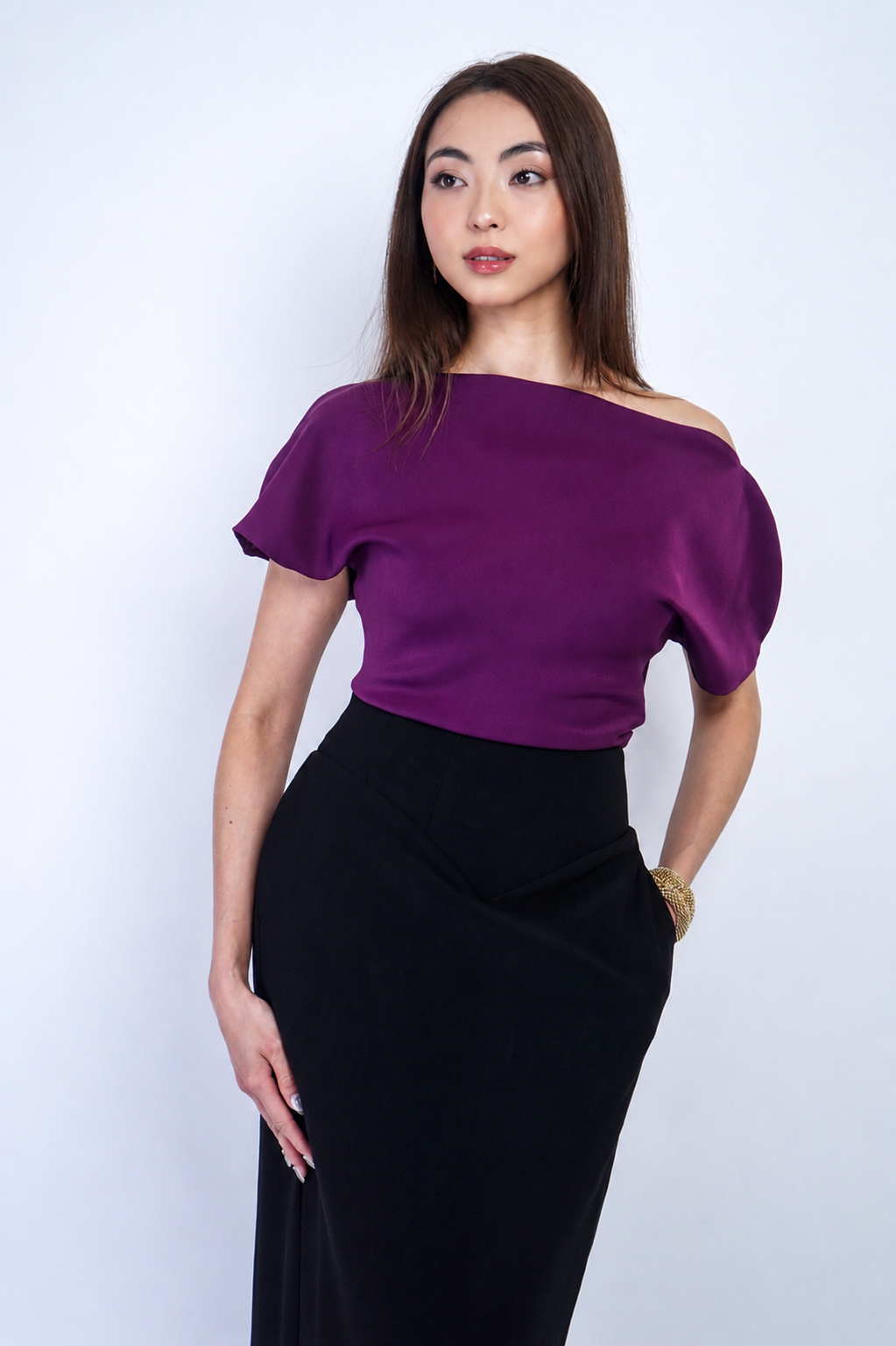 Purple Bow Neck Micah Top
