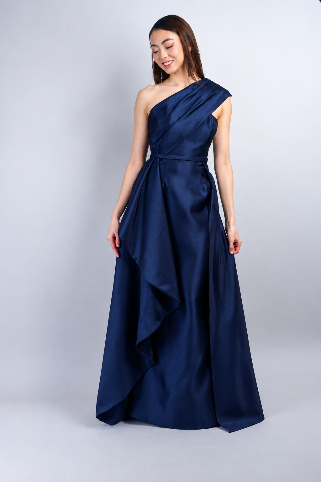 Navy One Shoulder Gown