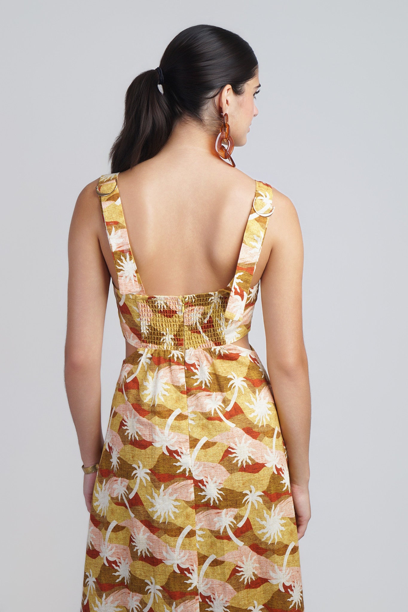 Multi Brown Retro Print Dress