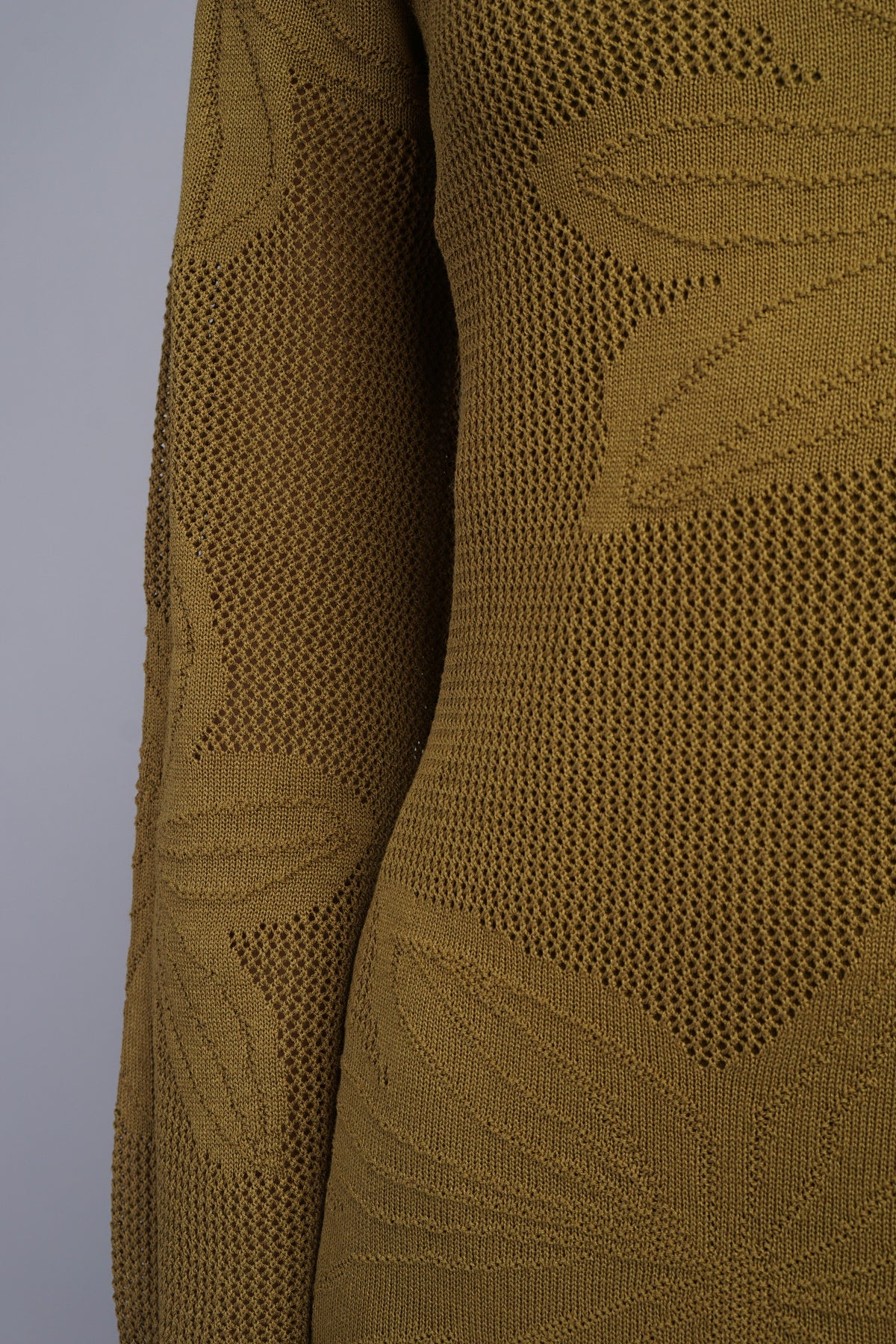 Olive Flower Motif Long Sleeve Crochet Midi Dress