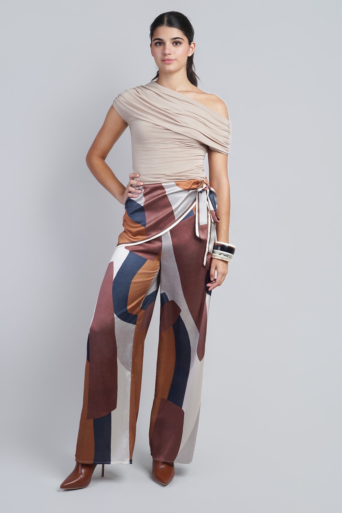 Brown Wrap Skirt Pant