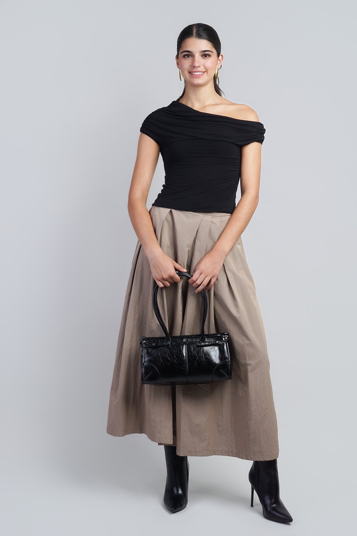 Black Relaxed Fit With Draped Top