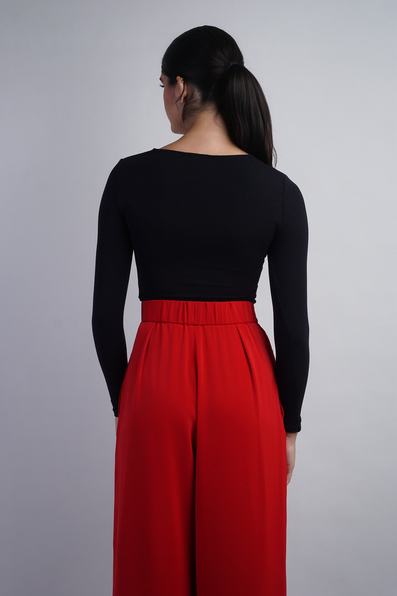 Red Pleated High Waist Relaxing Leslie Pants