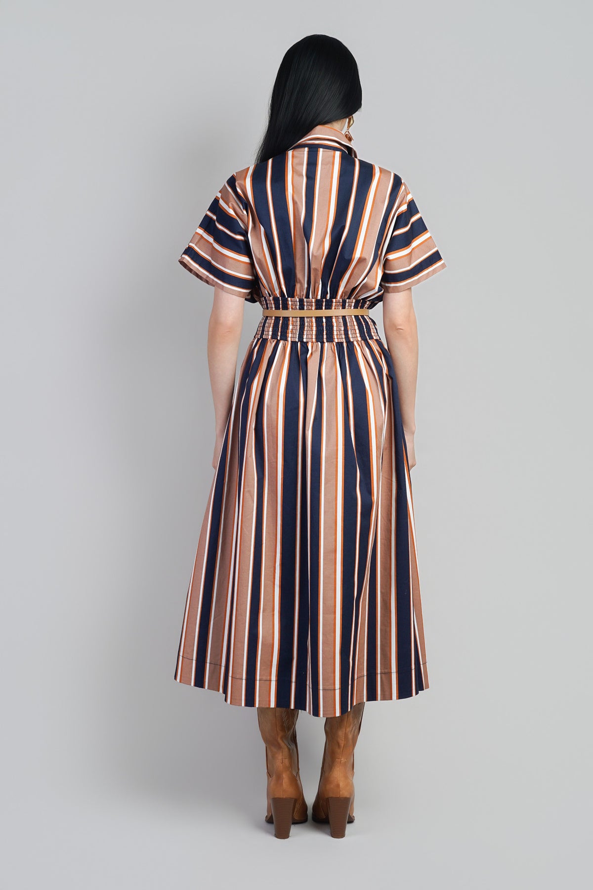 Navy Stripe Dolman Slv Shirt Dress