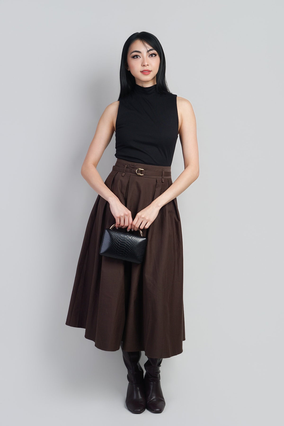 Brown/Khaki Mock Maxi Dress