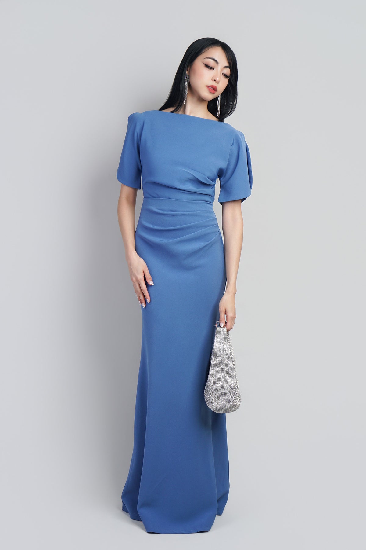 Bluebonnet Petal Sleeve Boatneck Gown