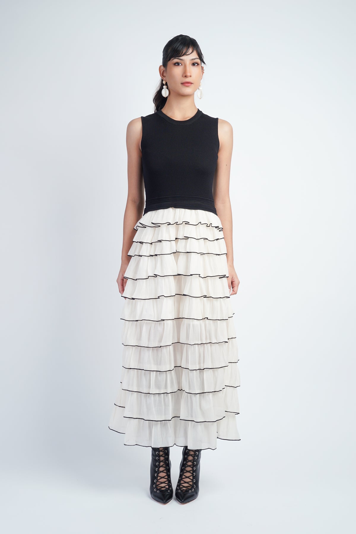 Black Ivory Ruffle Dress