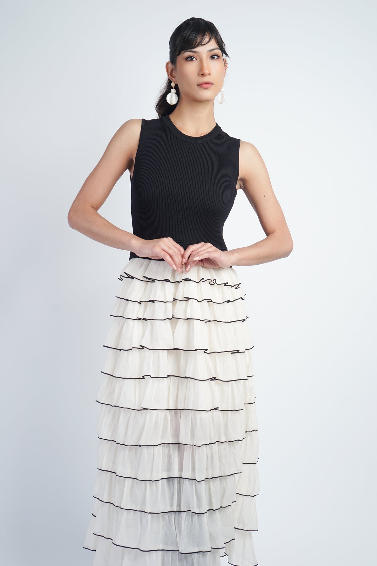 Black Ivory Ruffle Dress