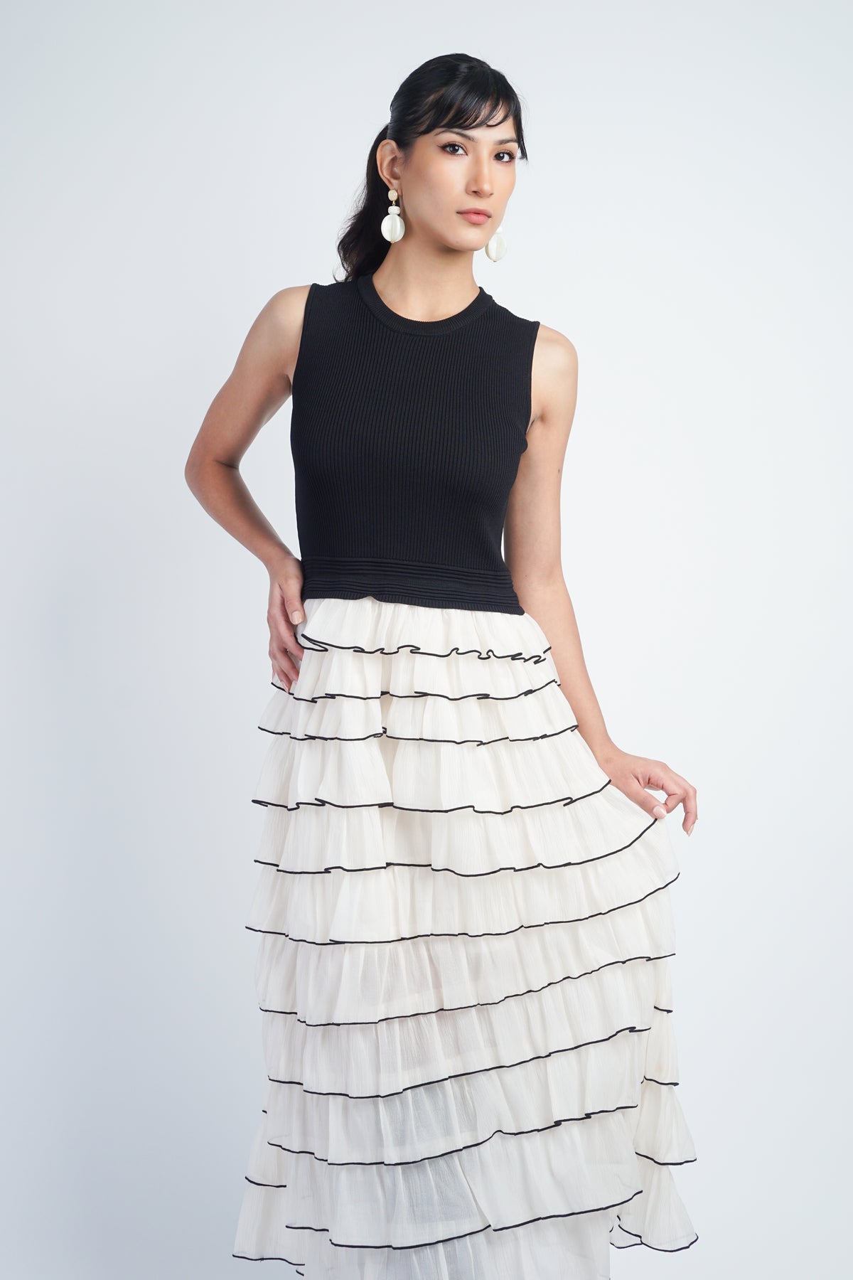 Black Ivory Ruffle Dress