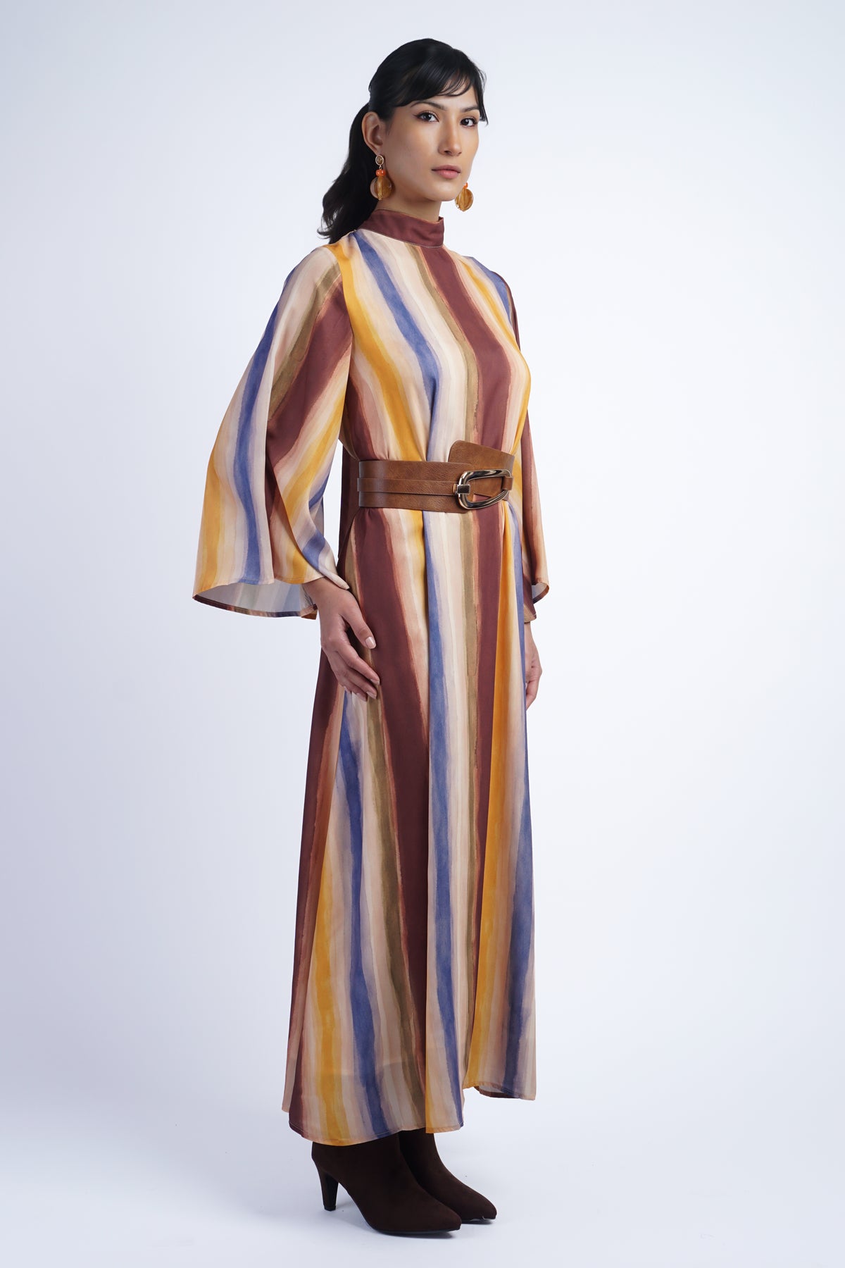 Multi Stripe Dessert Caftan Dress