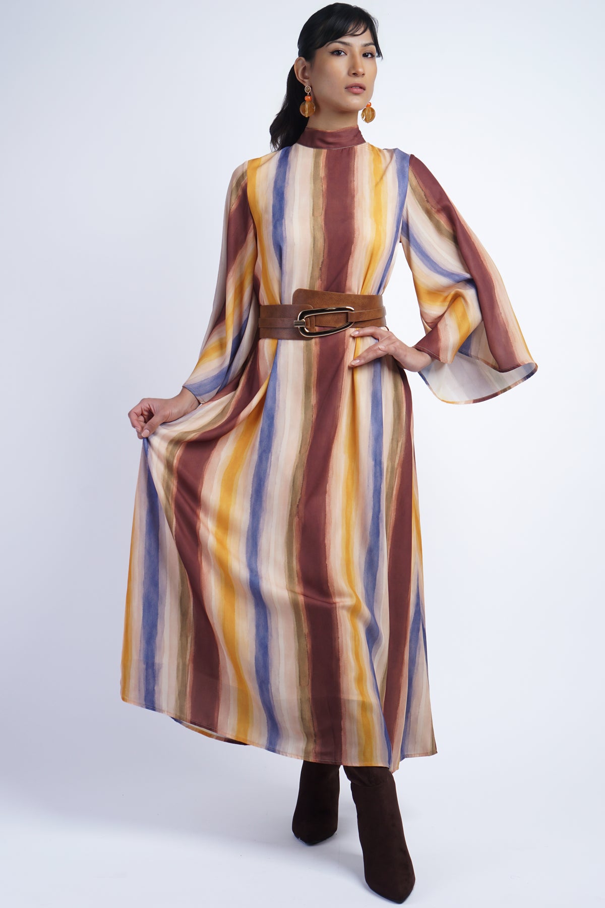 Multi Stripe Dessert Caftan Dress