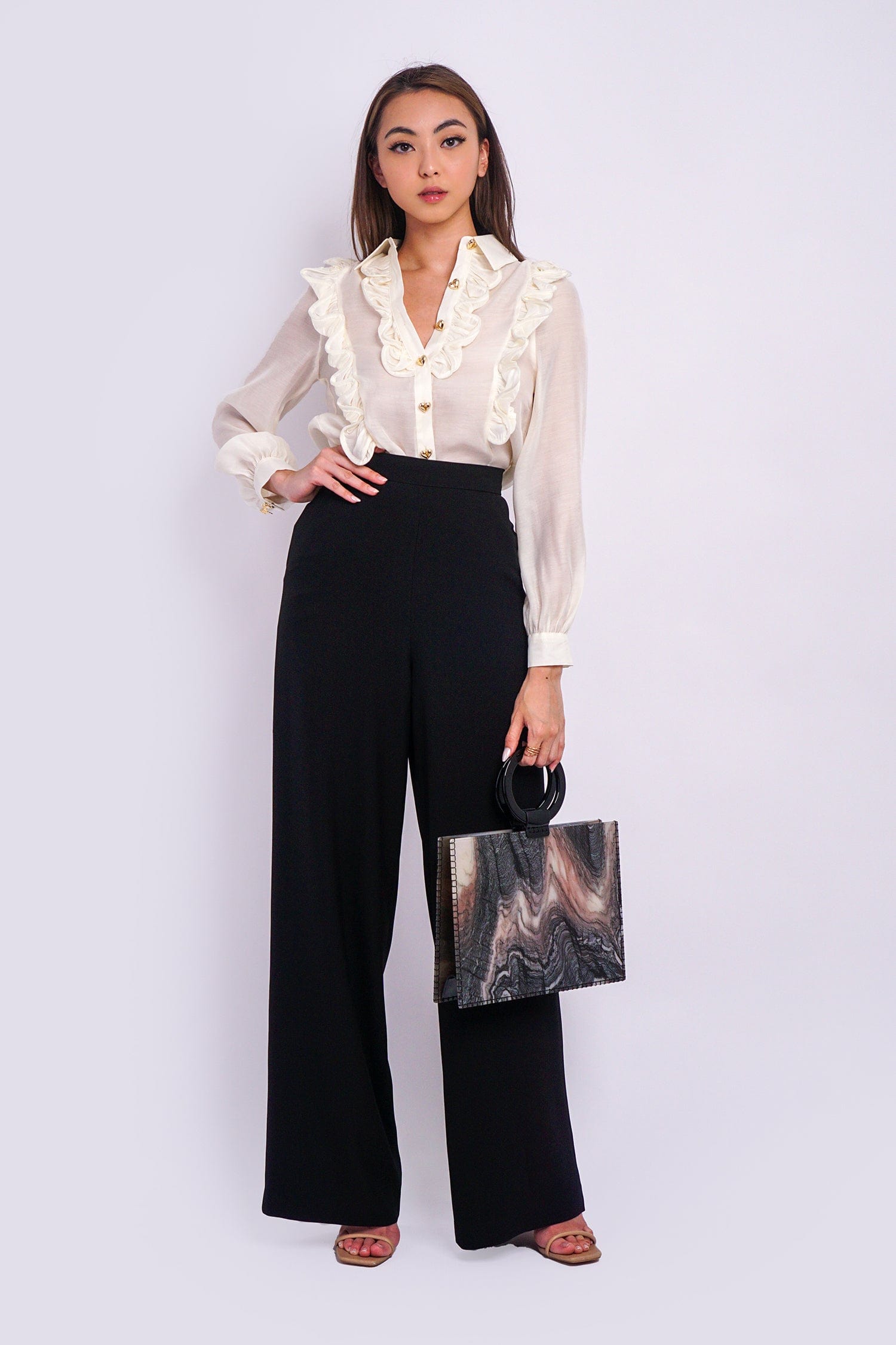 High waist black Pu pants