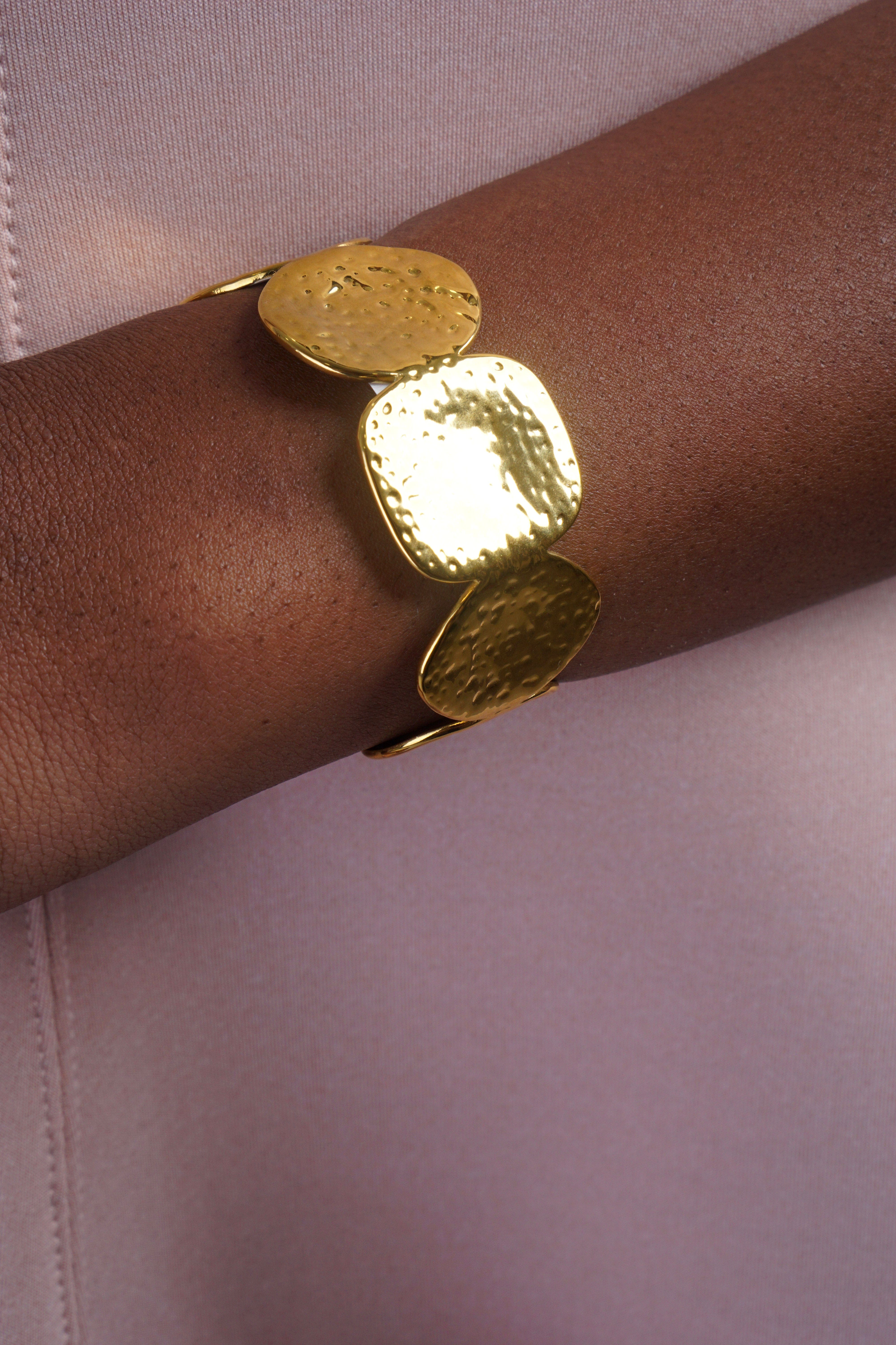 Private Label BRACELETS Gold Titanium Steel Hammered Cuff Bracelet