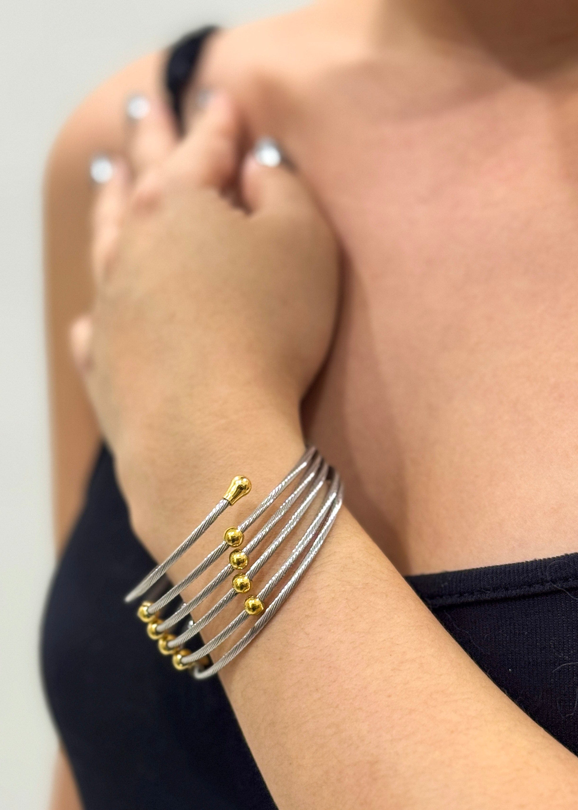 Private Label BRACELETS Silver & Gold Balls Spiral Bracelets