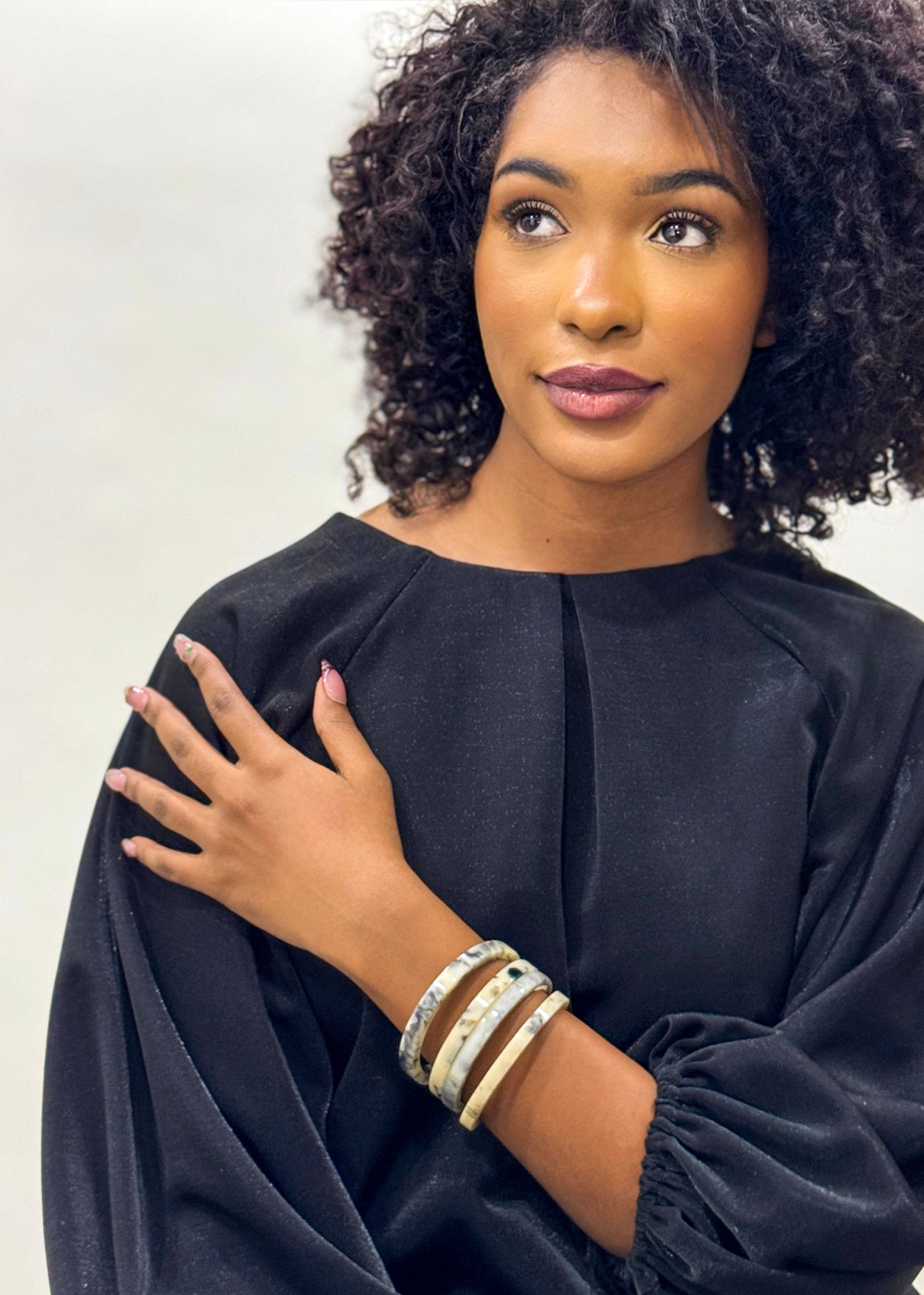 Private Label BRACELETS White Marble Bangle Set