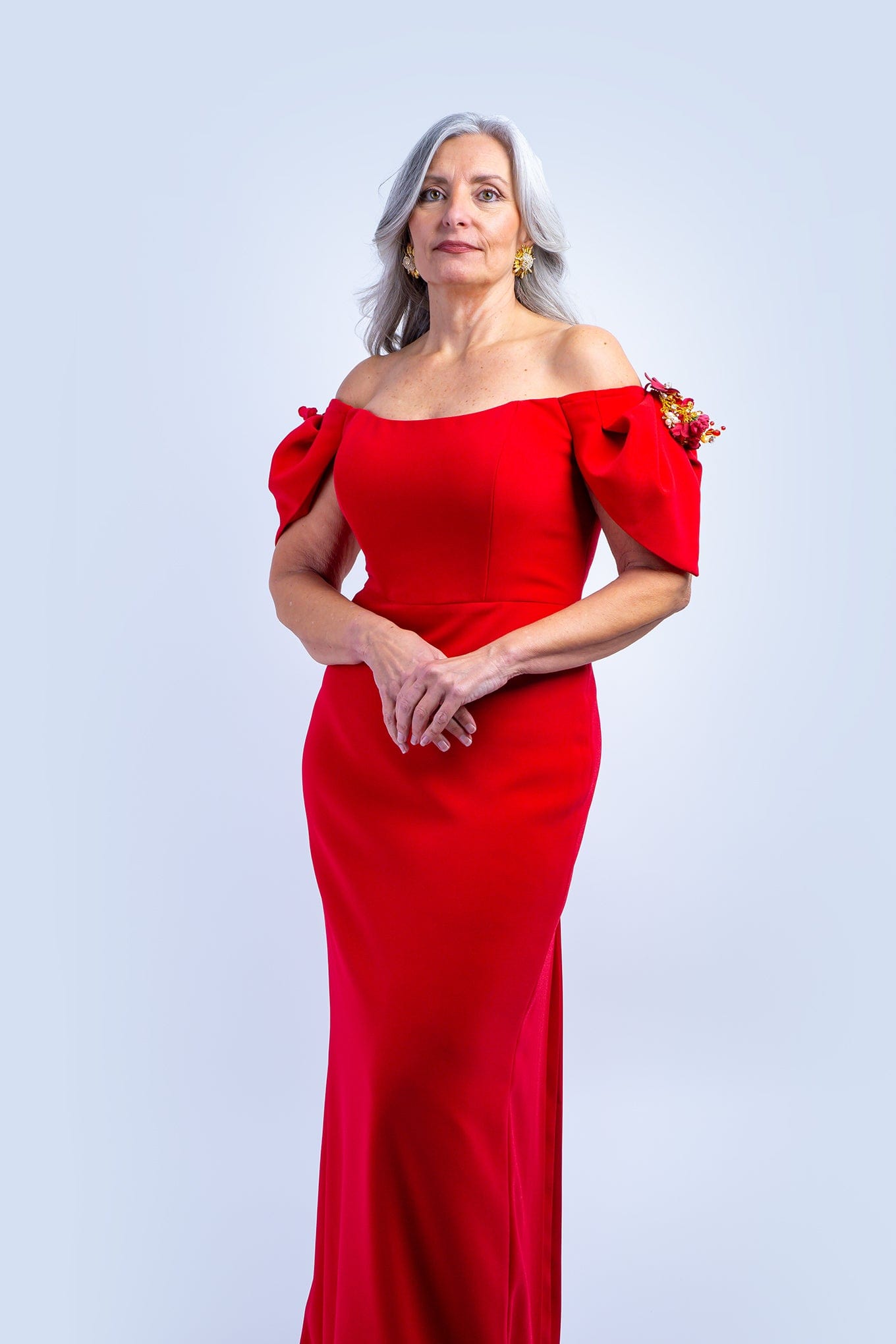 DCD DRESSES 12 / Red Red Off Shoulder Marin Gown