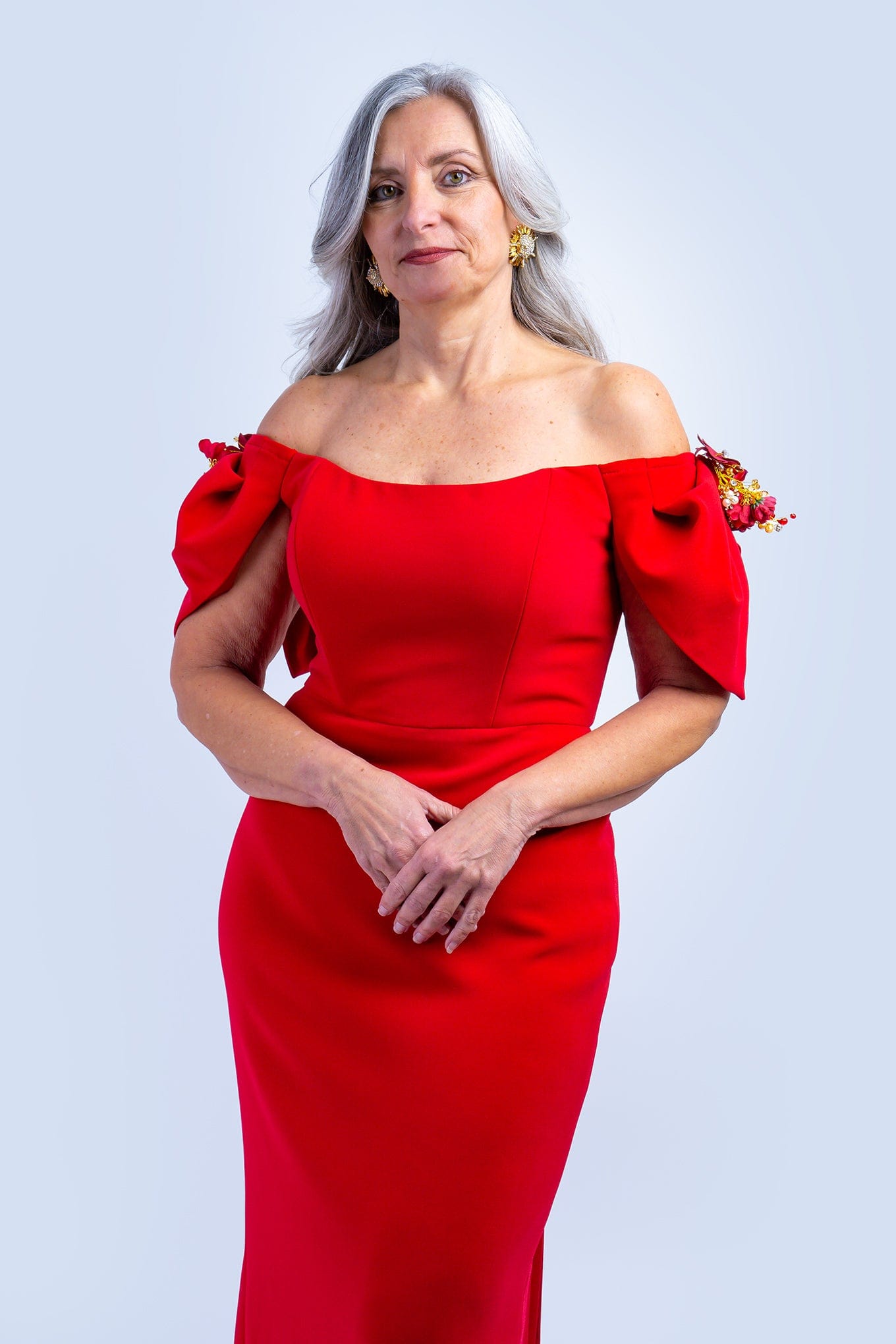 DCD DRESSES 12 / Red Red Off Shoulder Marin Gown