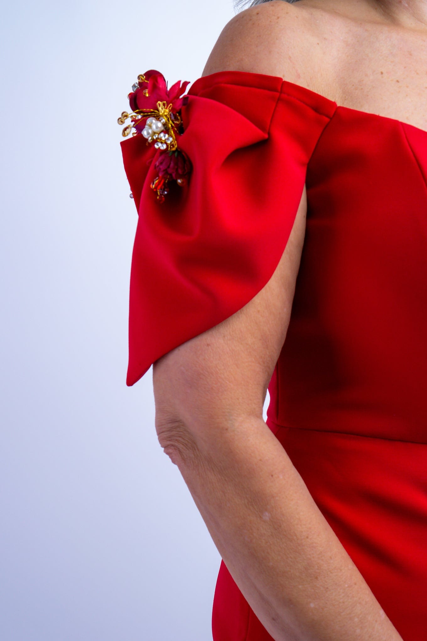 DCD DRESSES 12 / Red Red Off Shoulder Marin Gown