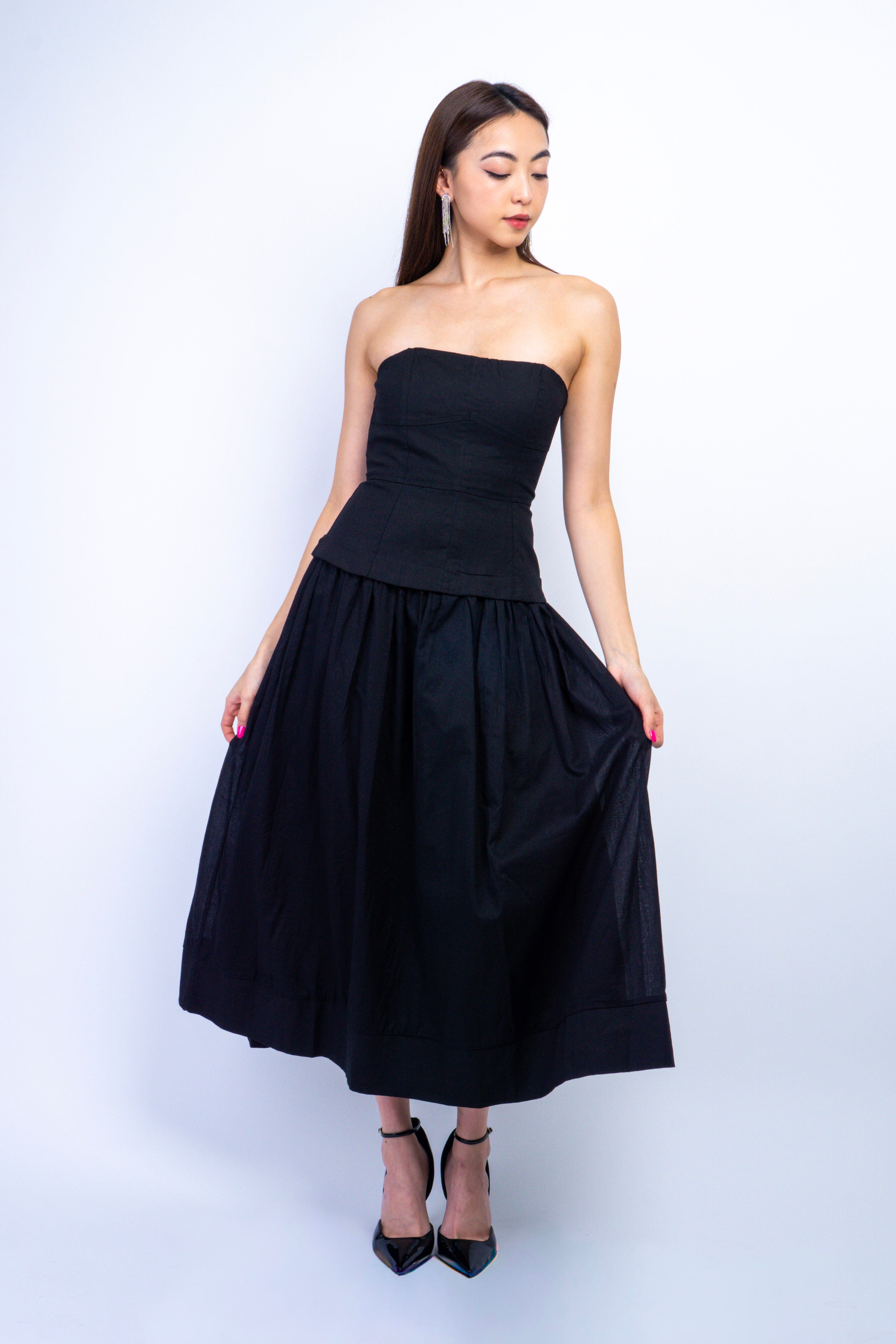 Private Label DRESSES Black Corset Lined Strapless Dress