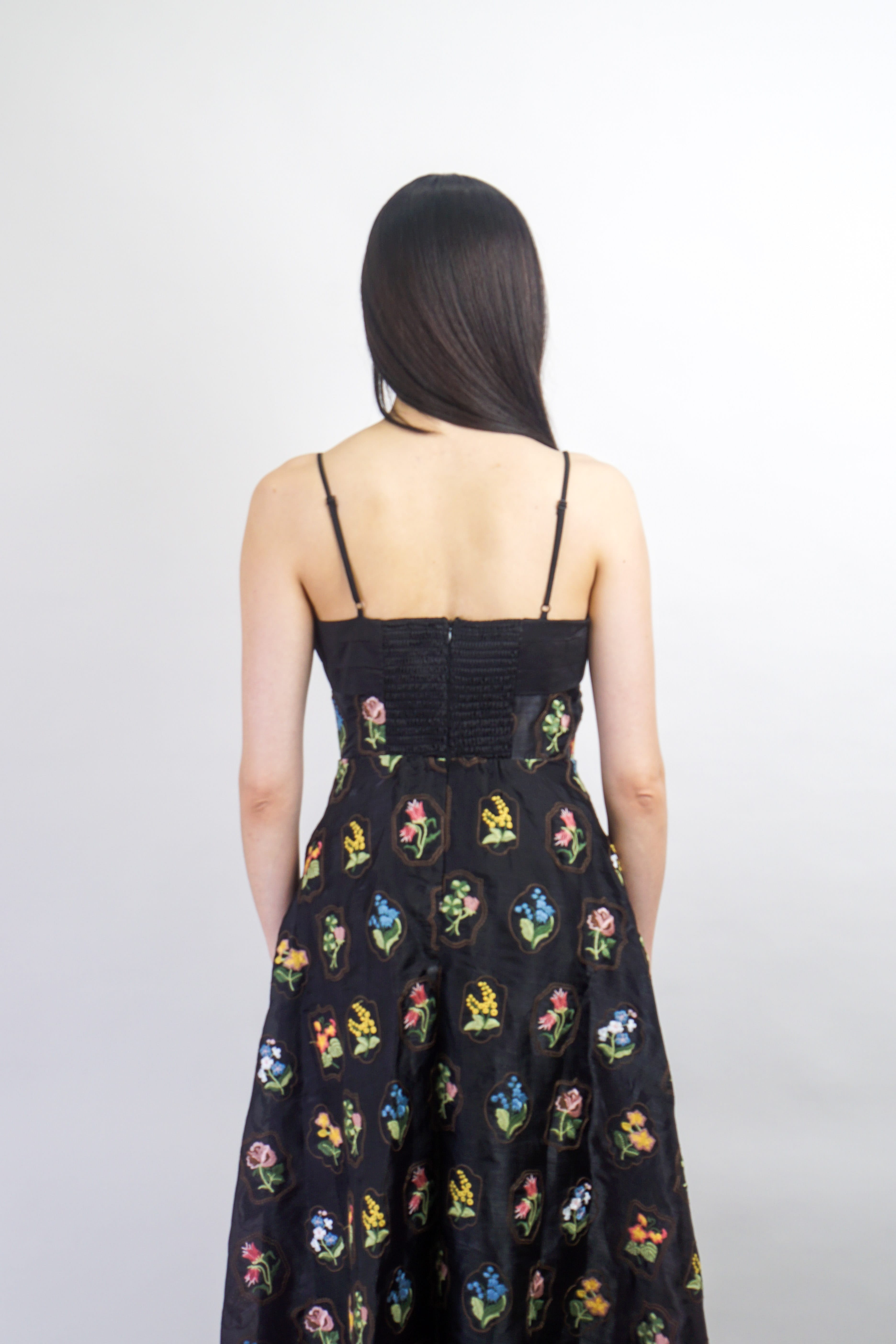 Private Label DRESSES Black Floral Embroidered Midi Dress
