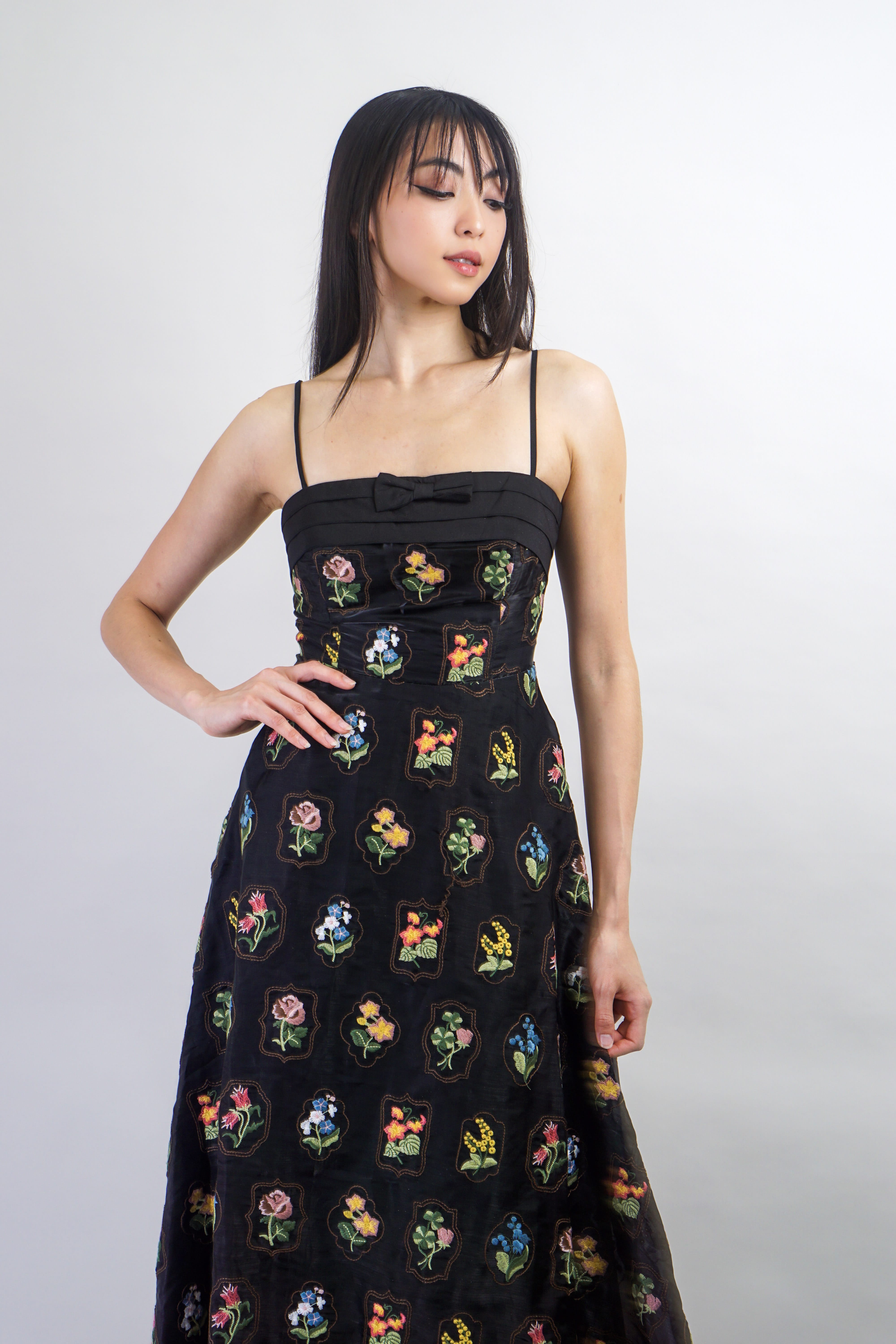 Private Label DRESSES Black Floral Embroidered Midi Dress