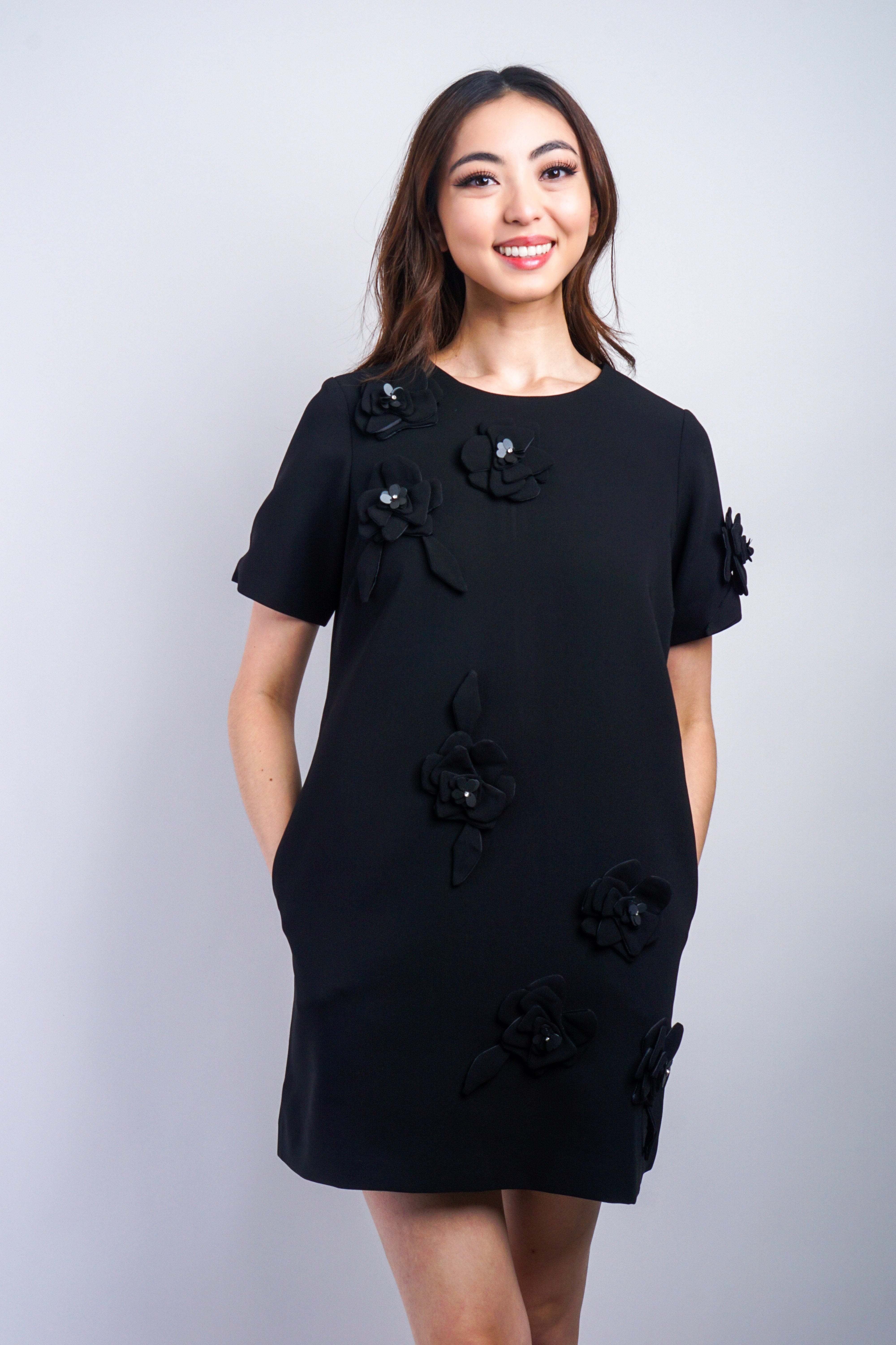 Private Label DRESSES Black Flower Shift Dress