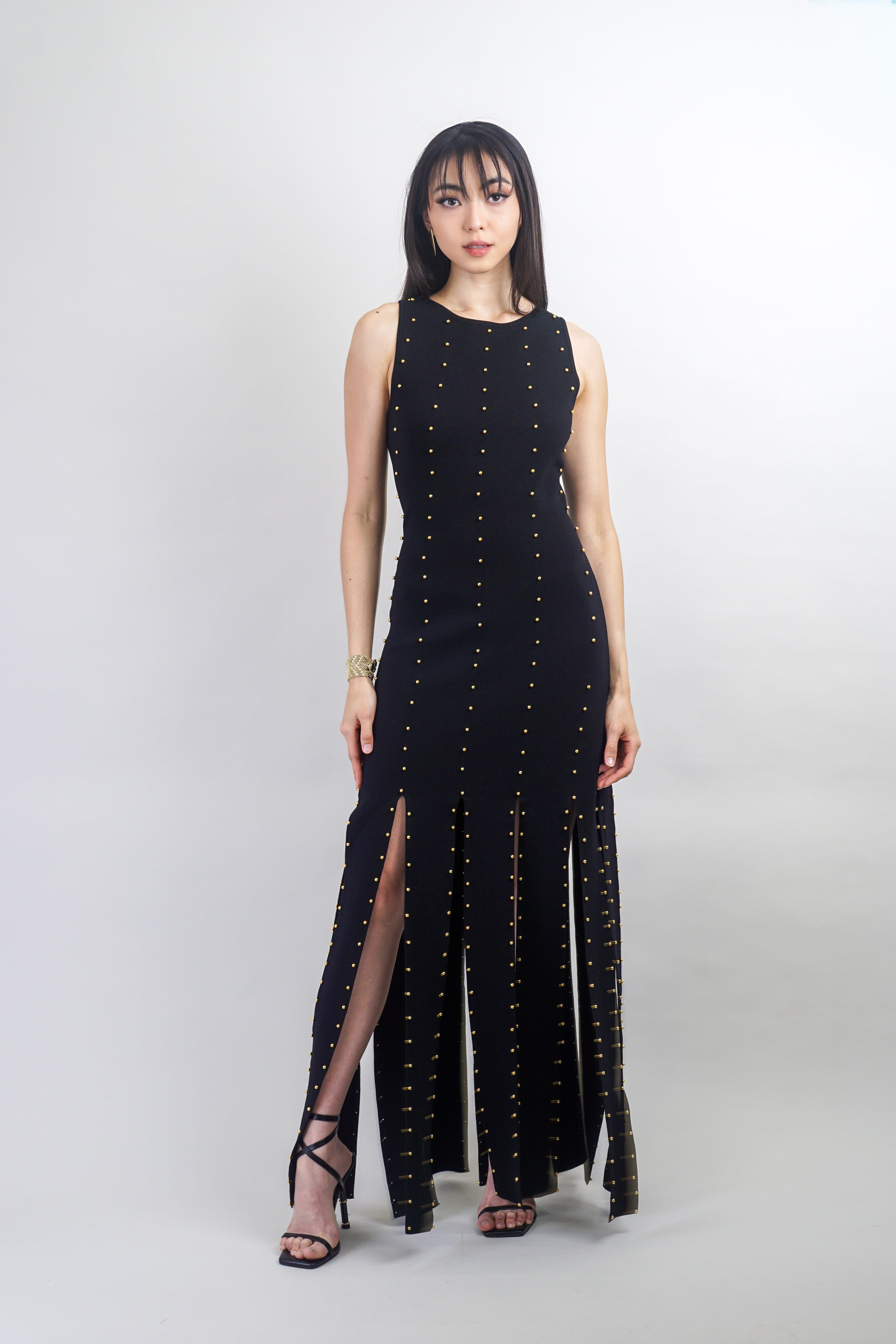 Private Label DRESSES Black & Gold Beaded Maxi Dress
