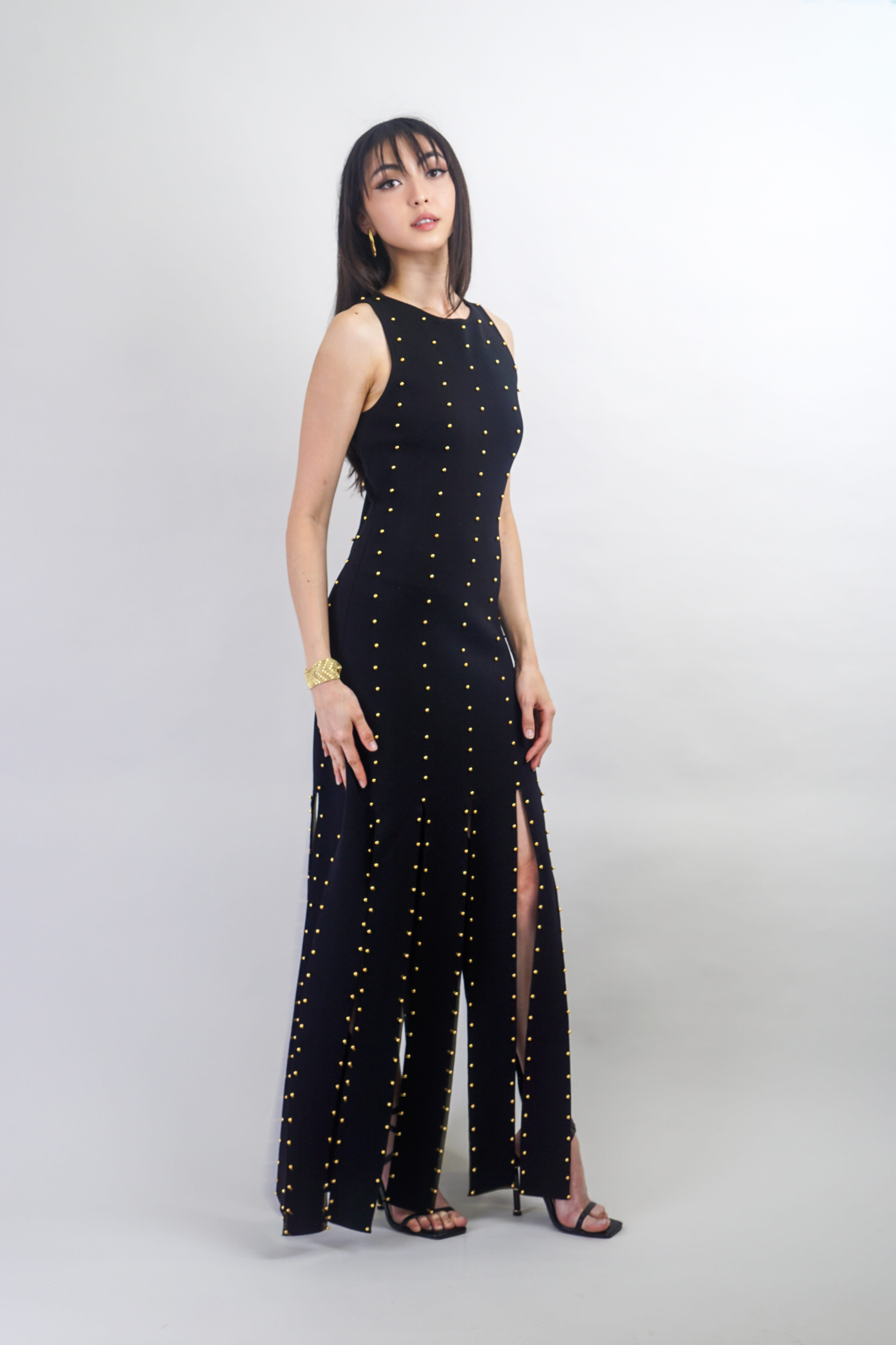 Private Label DRESSES Black & Gold Beaded Maxi Dress