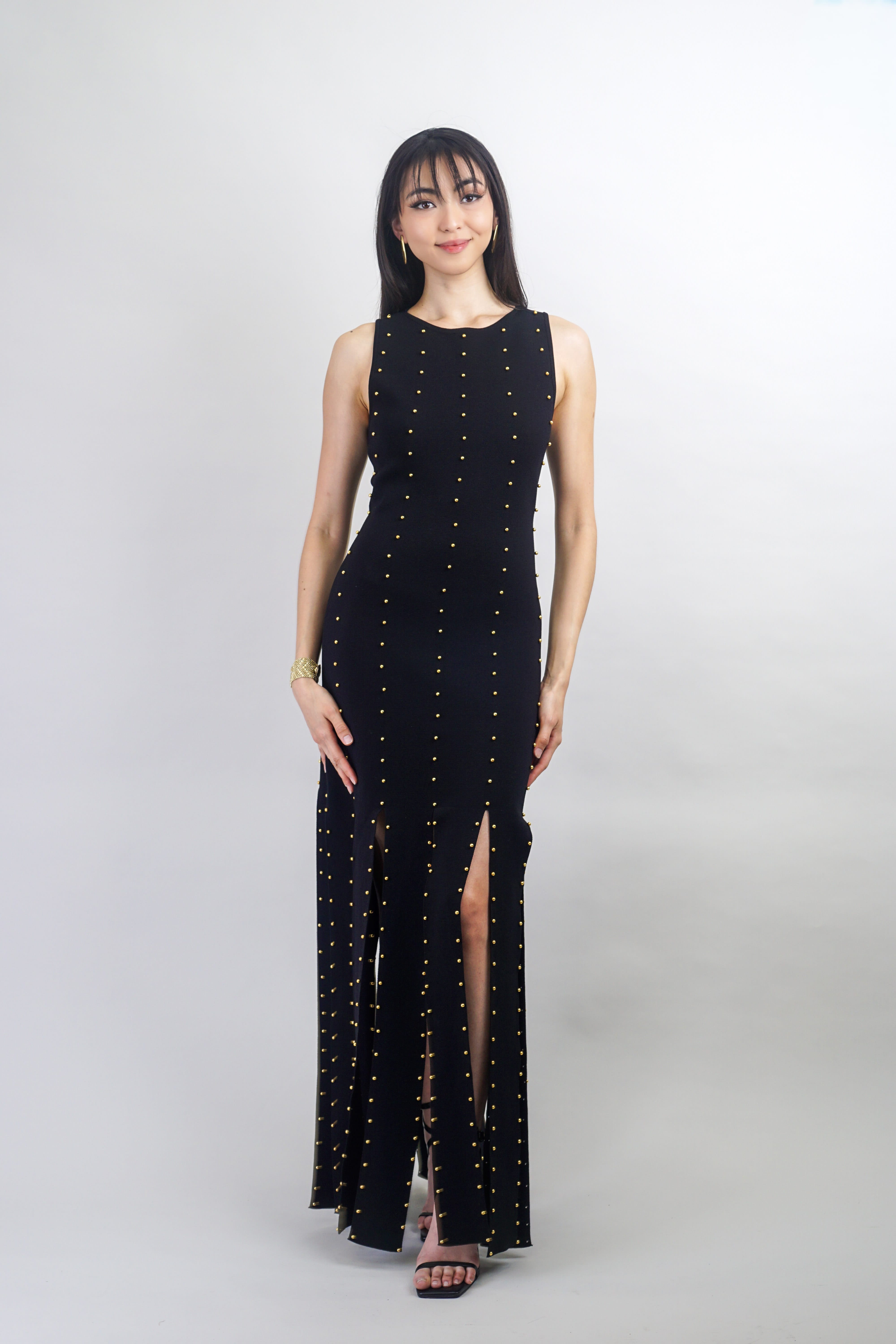 Private Label DRESSES Black & Gold Beaded Maxi Dress
