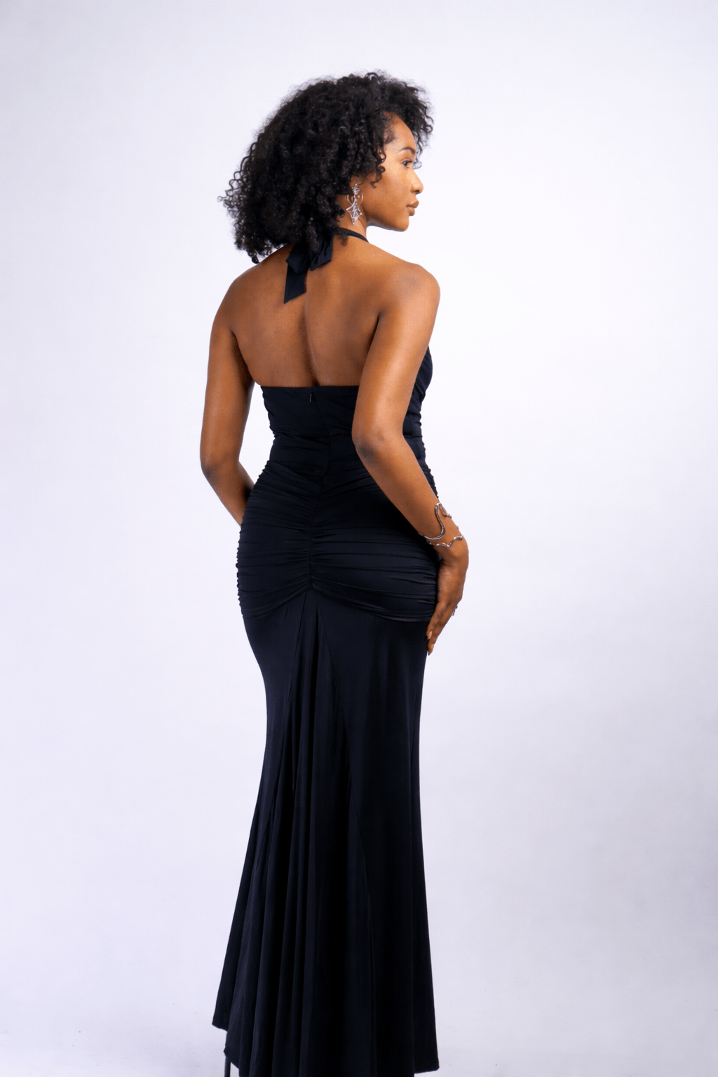 Private Label DRESSES Black Low U Neck Fitted Gown