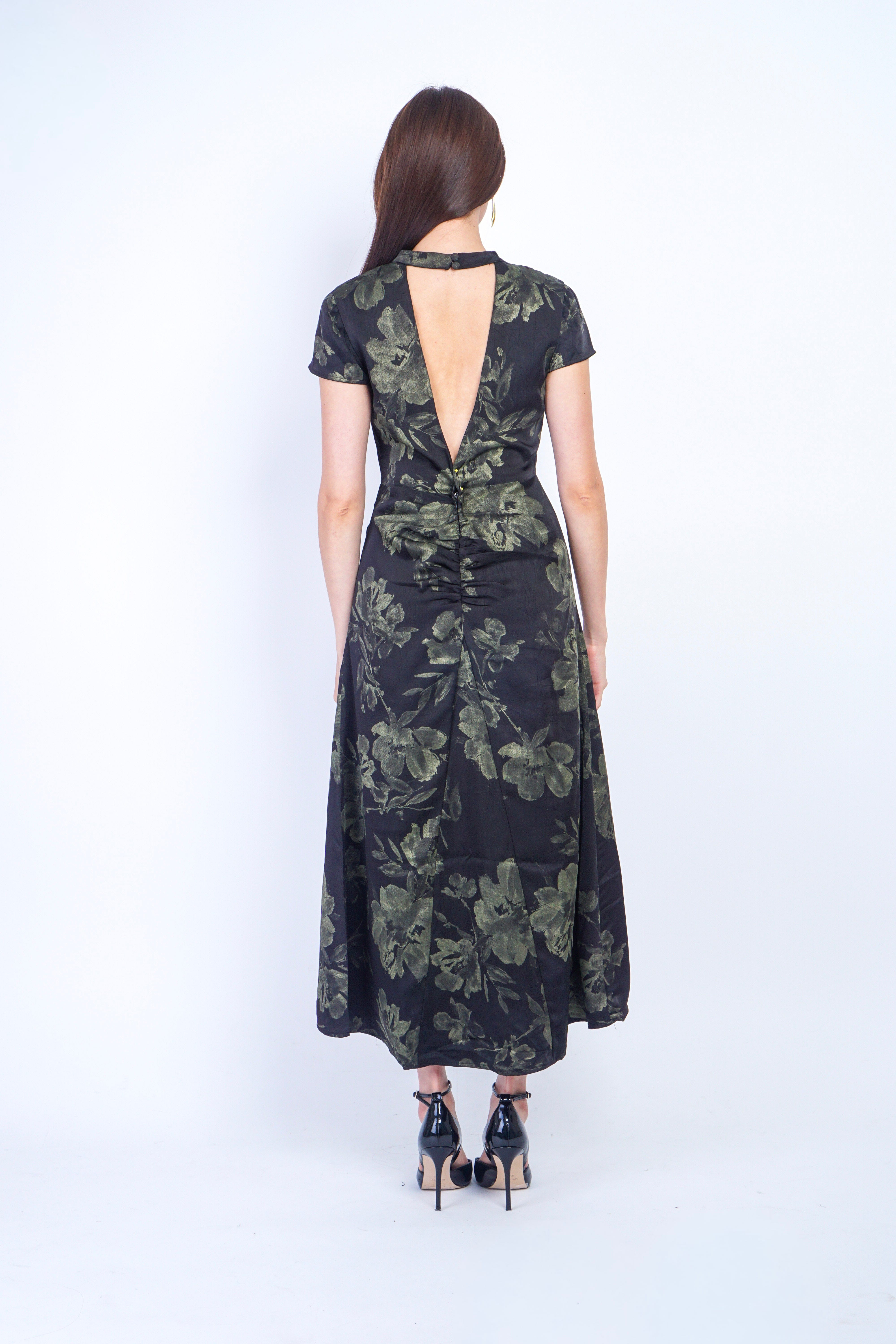 Private Label DRESSES Black/Olive Floral Midi Dress