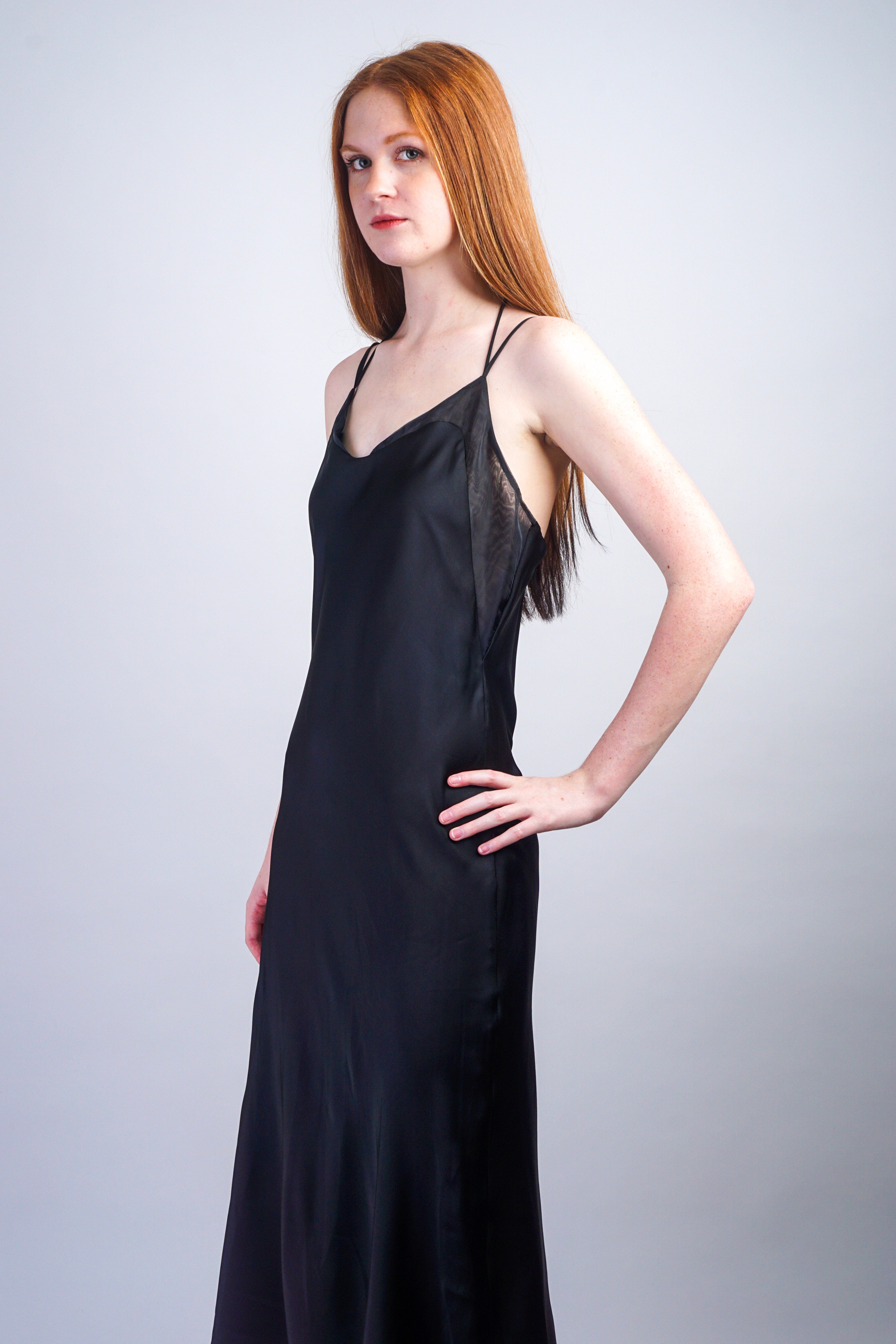 Private Label DRESSES Black Organza Trim Slip Dress
