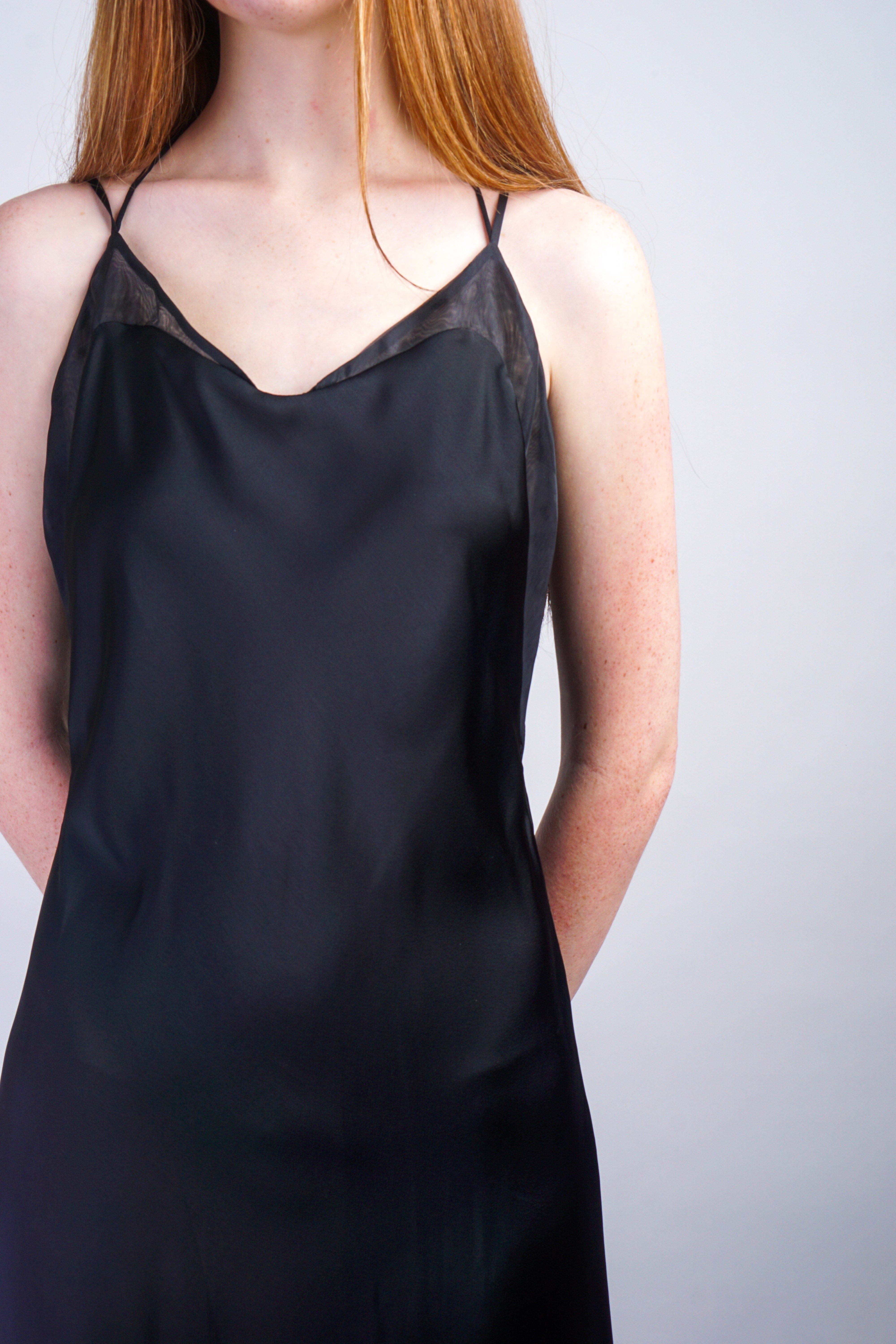 Private Label DRESSES Black Organza Trim Slip Dress