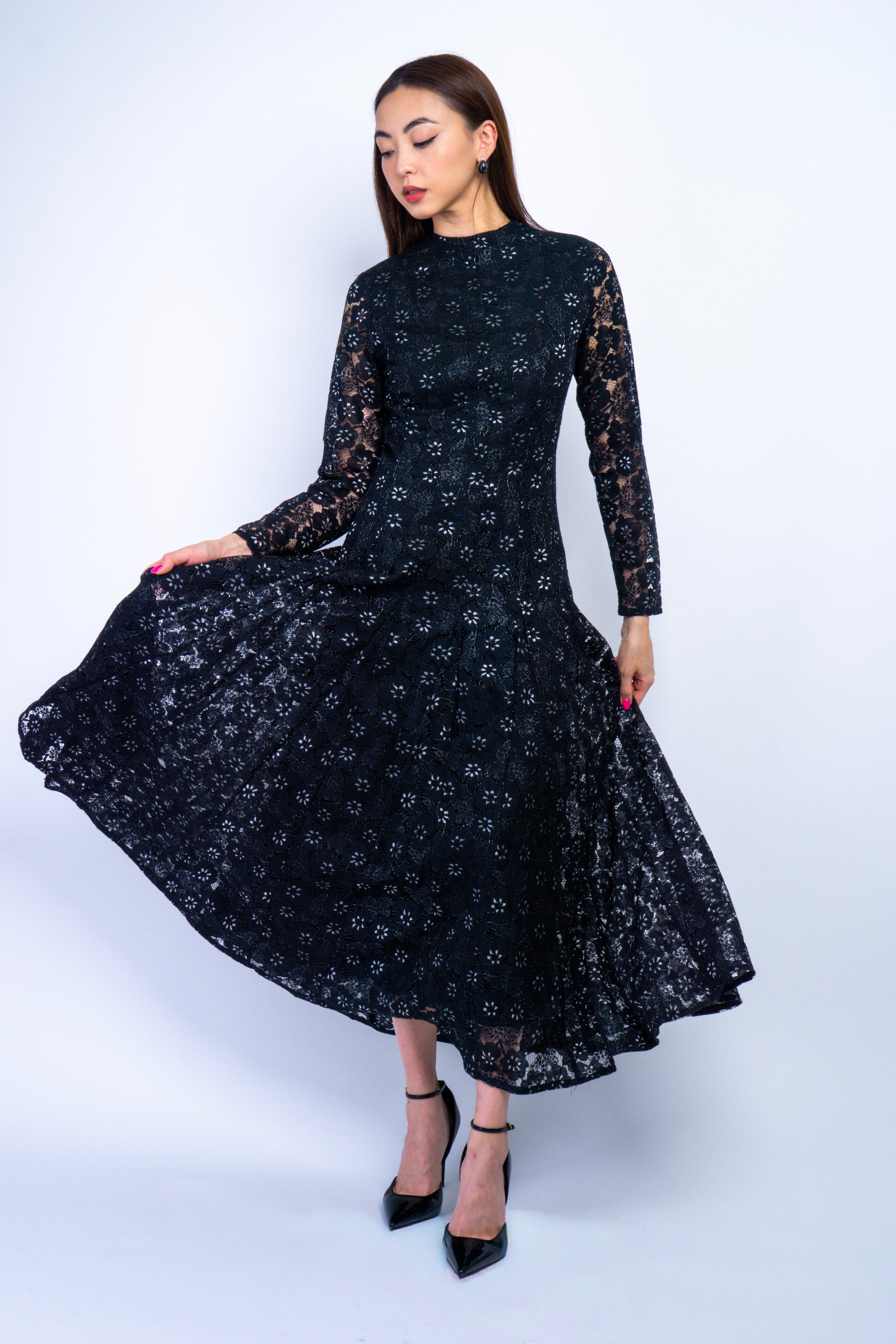 Private Label DRESSES Black Petal Multi Gore Lace Maxi Dress