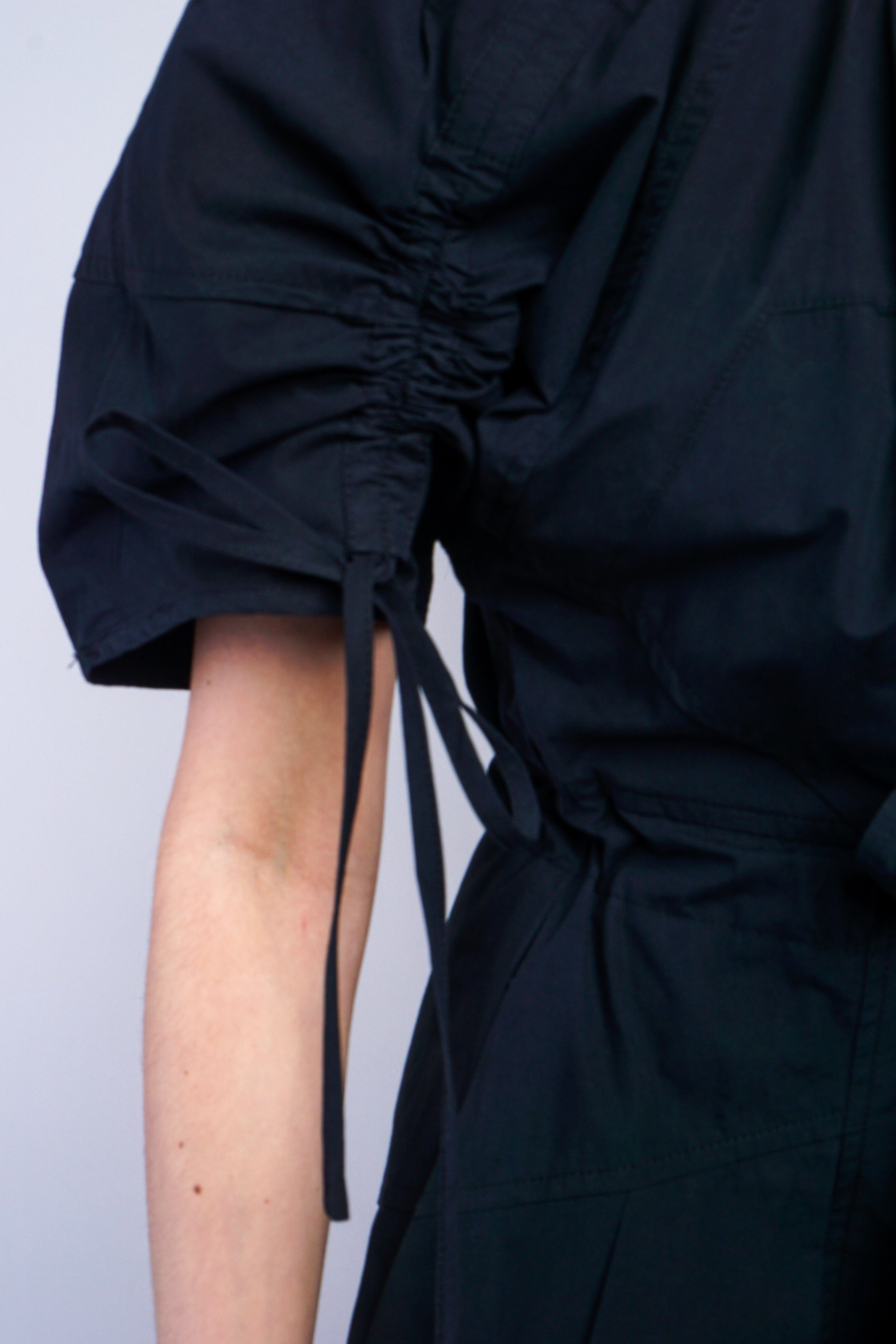 Private Label DRESSES Black Puff Sleeve Belt Short Dress