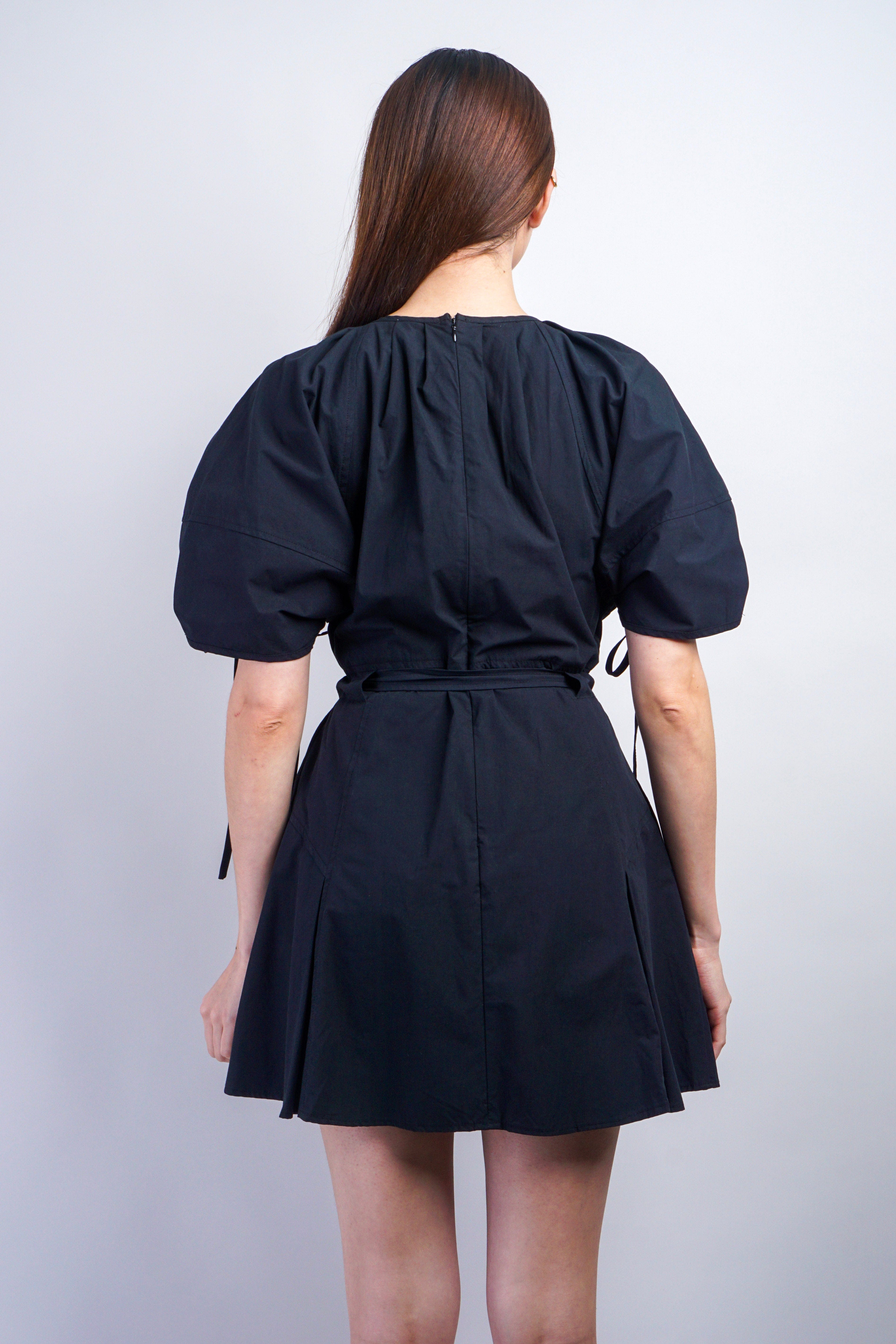 Private Label DRESSES Black Puff Sleeve Belt Short Dress