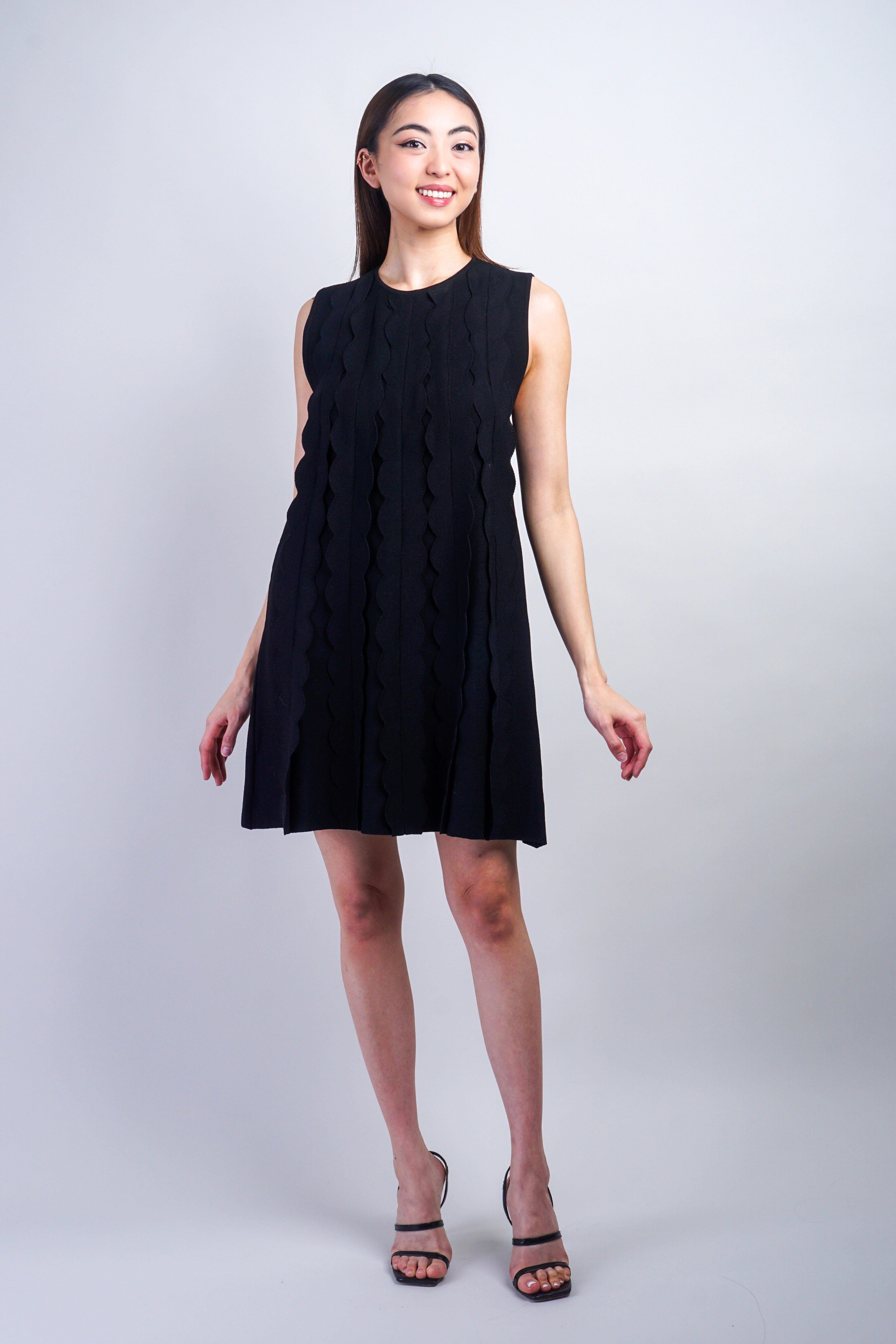 Private Label Dresses Black Scallop Shift Knit Dress