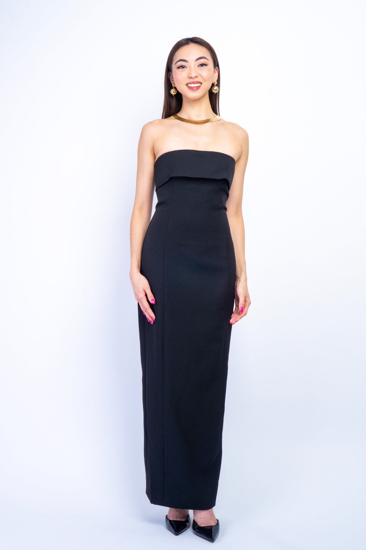 long black pencil dress Strapless Fold Over Band Maxi Size:2XL (US 20-22) US12 dress vest men jacquard eye crotch Bonded panel