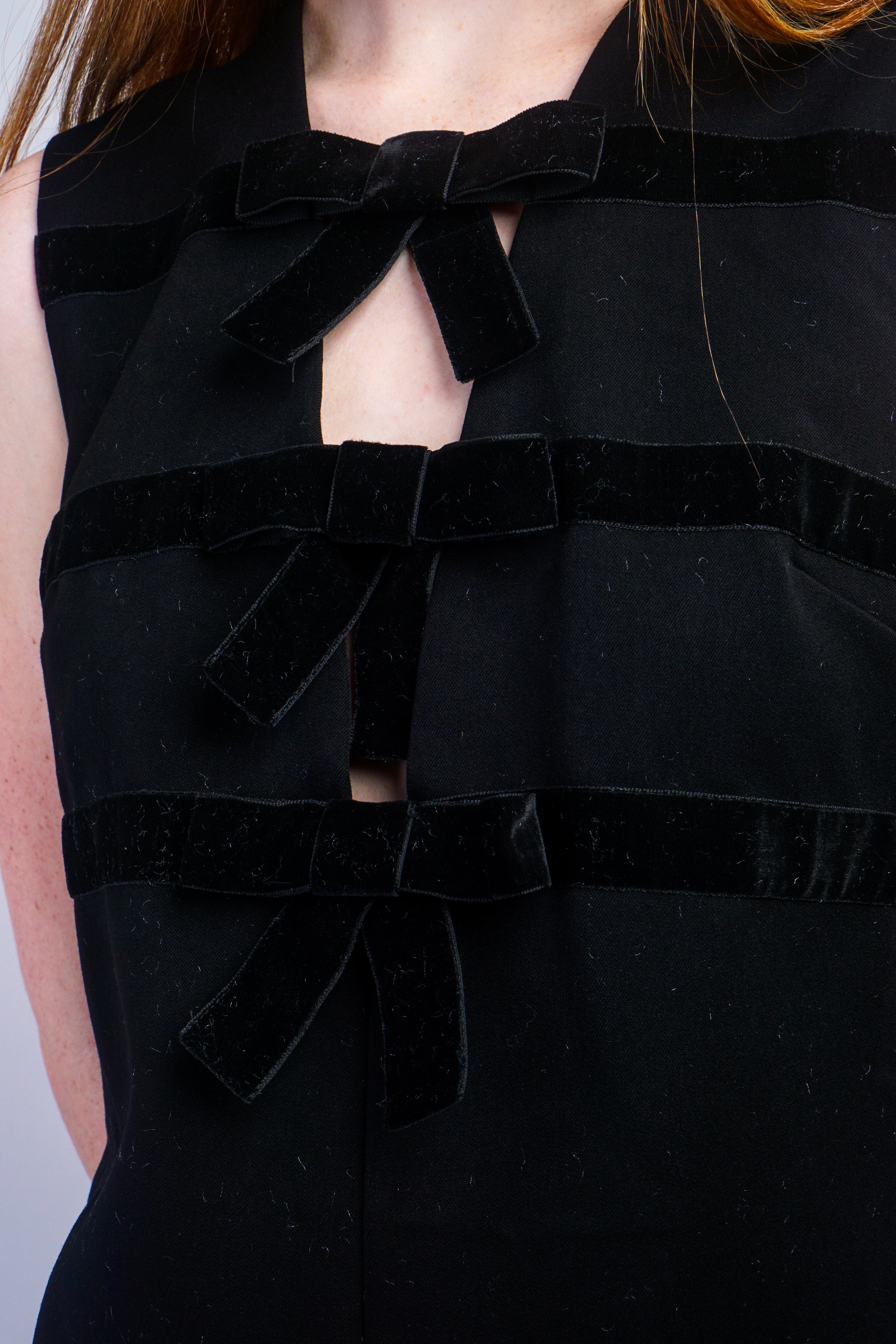 Private Label DRESSES Black Velvet Bow Mini Dress