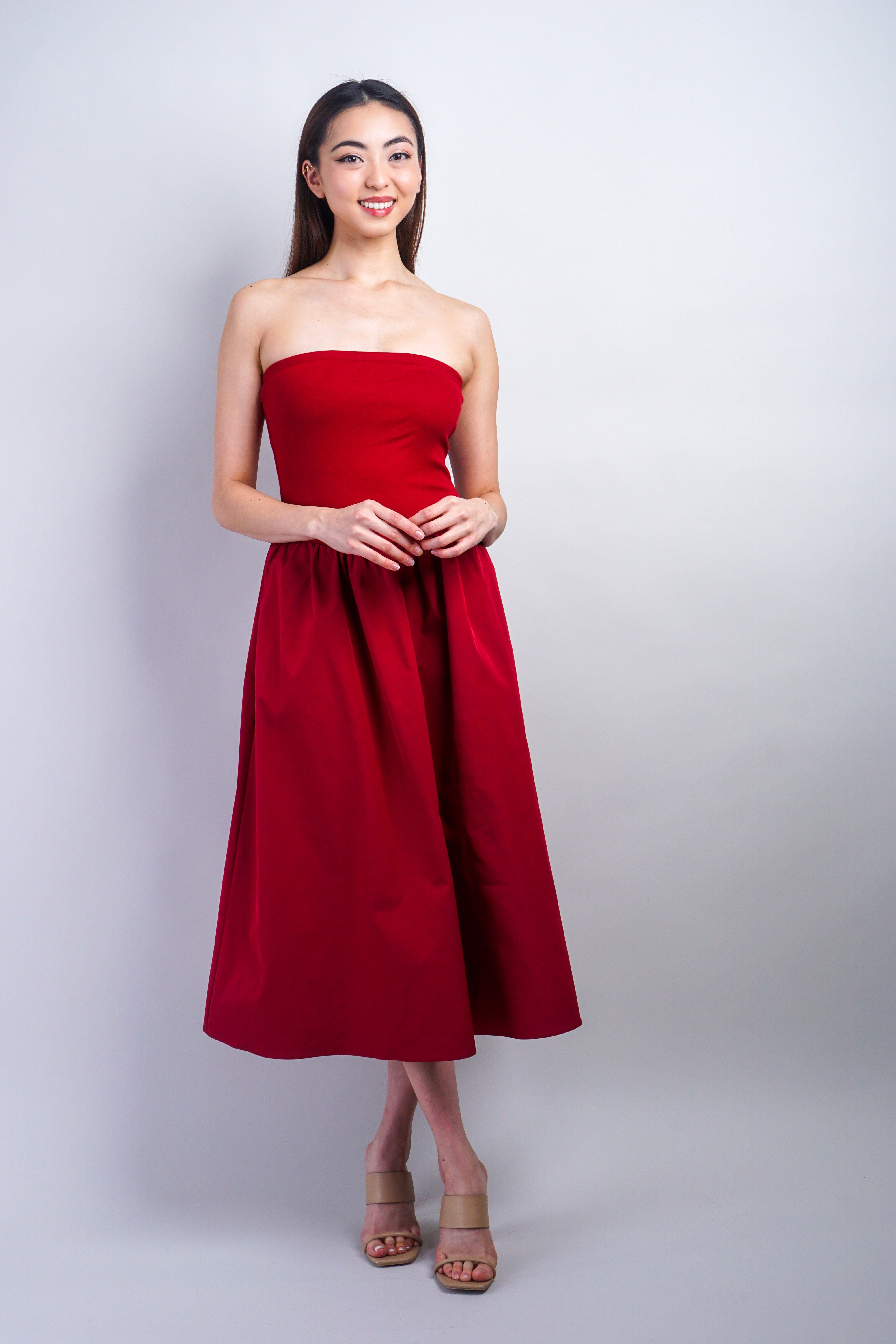 Private Label DRESSES Burgundy Tube Top Maxi Dress