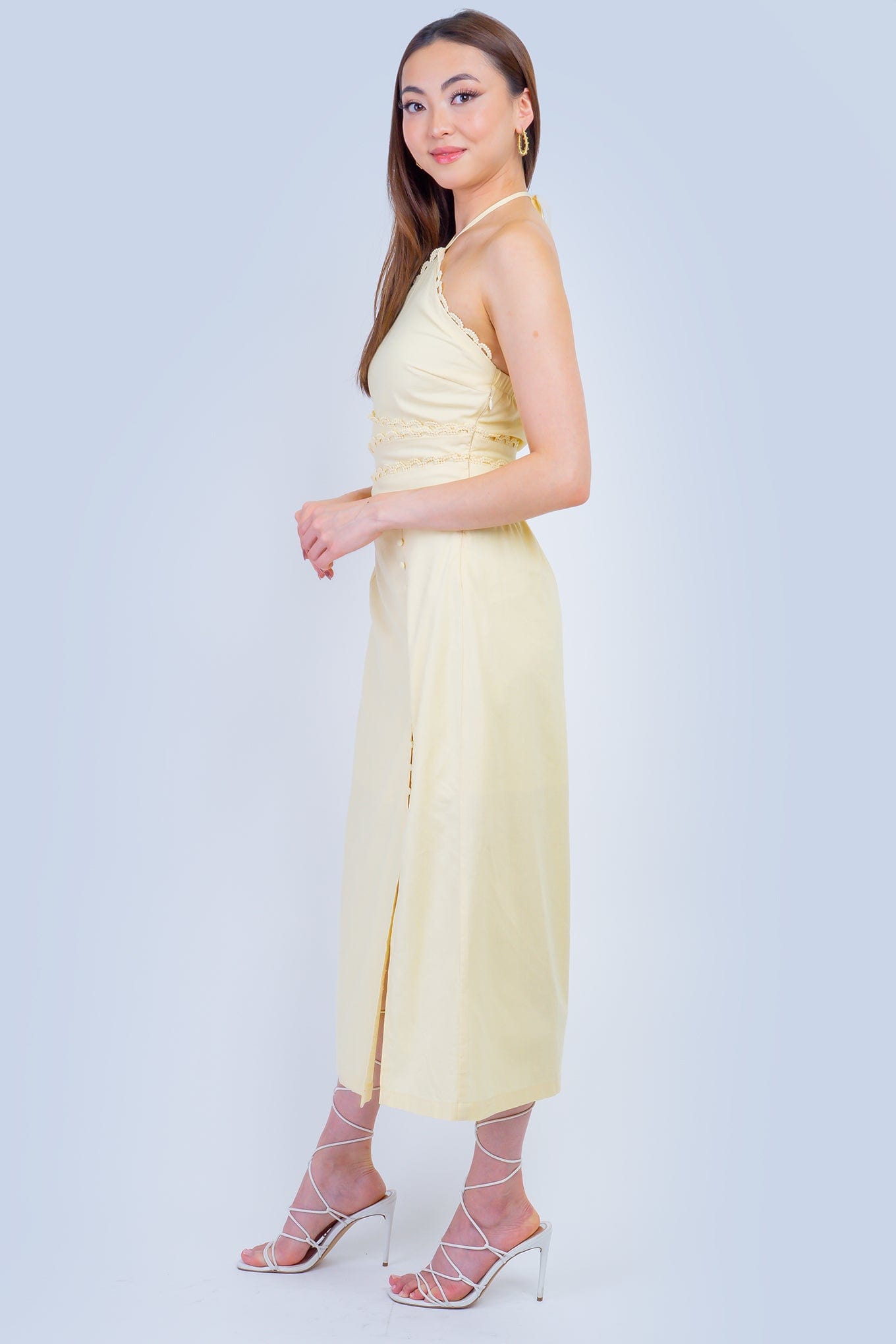DCD DRESSES Butter Scallop Trim Halter Dress